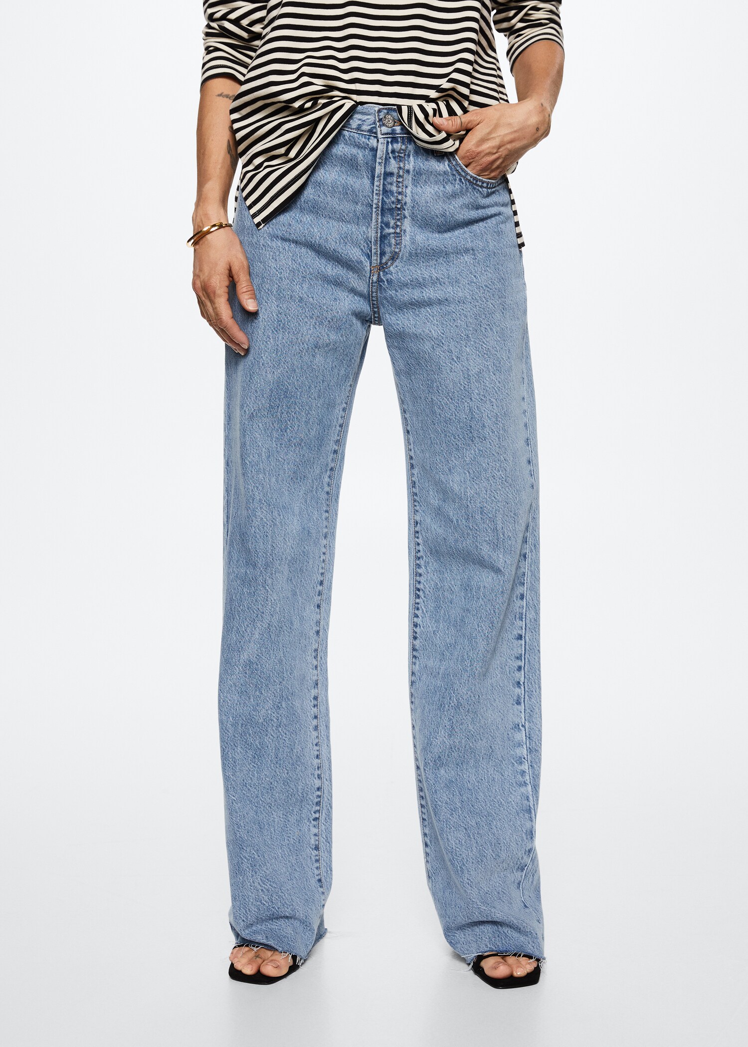 Jeans wideleg tiro alto - Plano medio