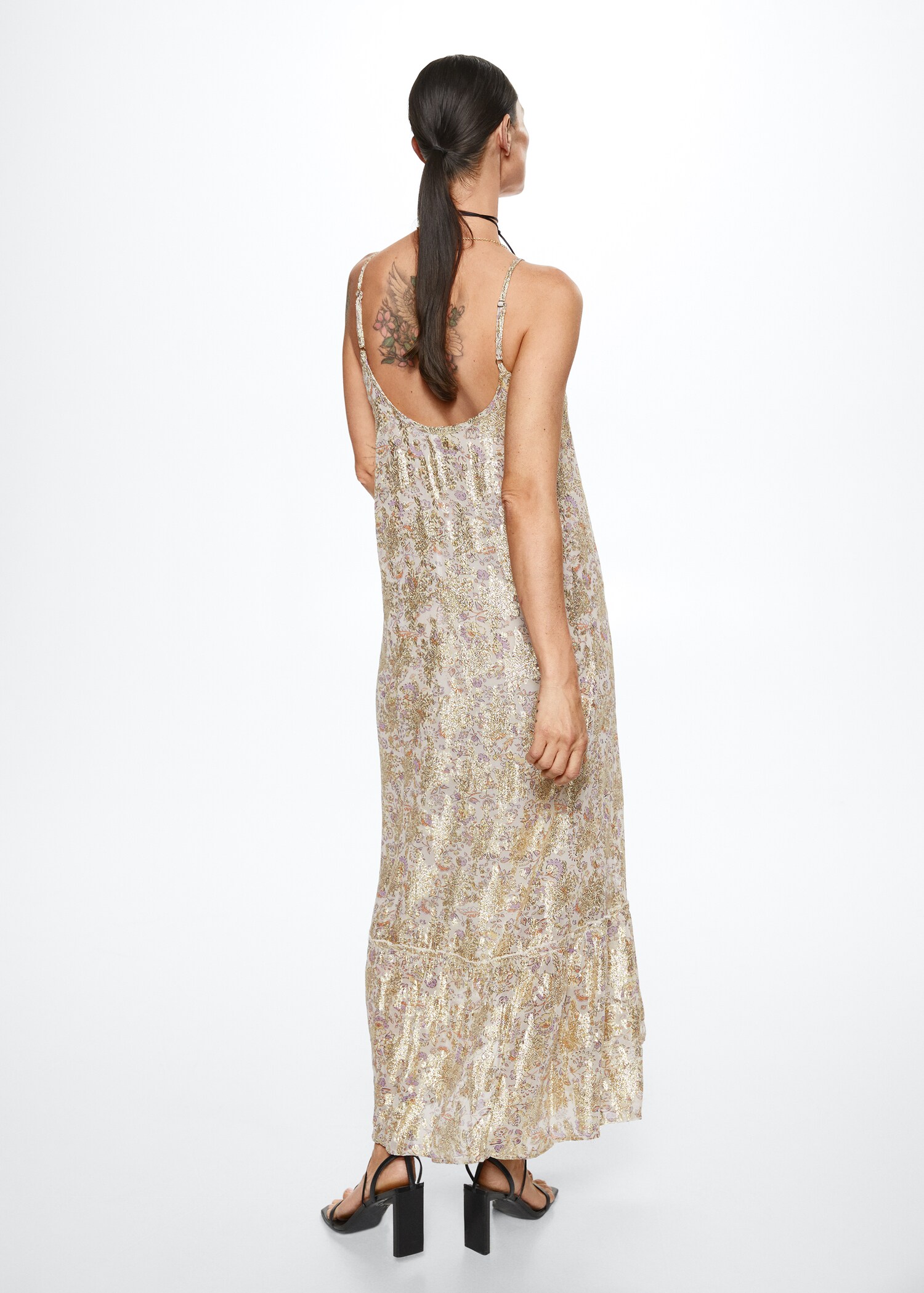 Lurex floral dress - Reverse of the article