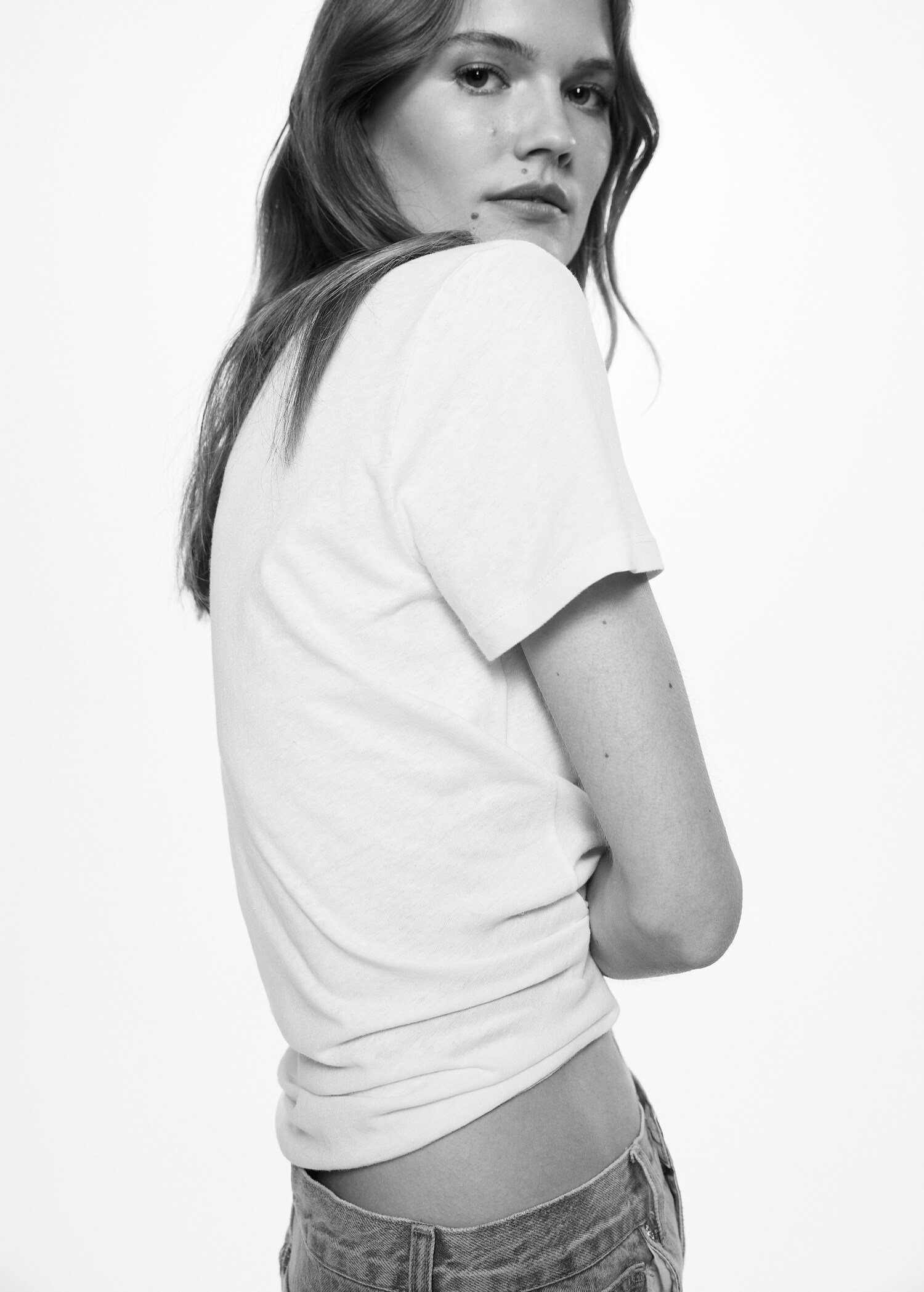 Cotton linen-blend T-shirt - Details of the article 1