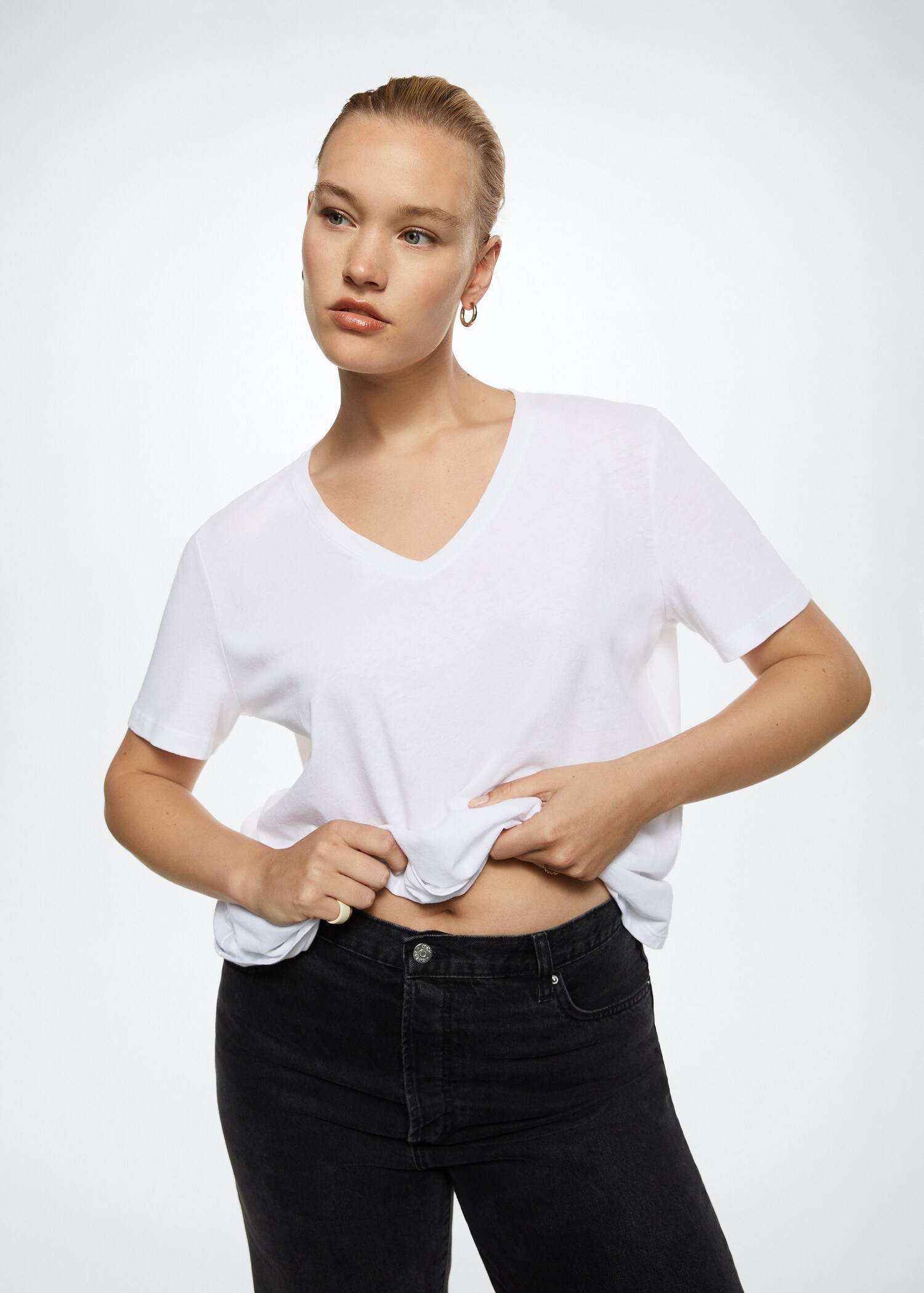 Cotton linen-blend T-shirt - Details of the article 4