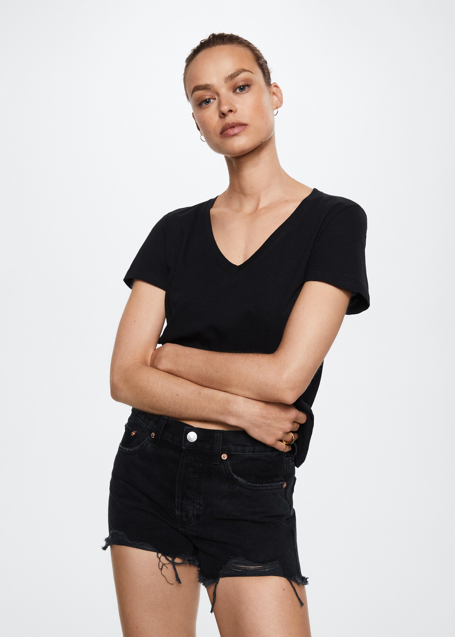 T-Shirt aus Leinen-Baumwoll-Mix - Mittlere Ansicht
