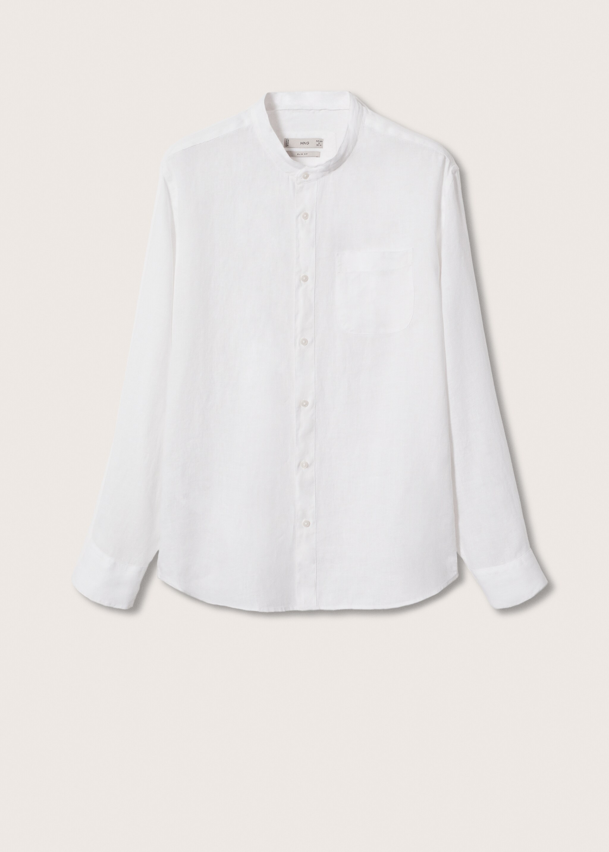 Slim-fit Mao collar linen shirt - Article without model