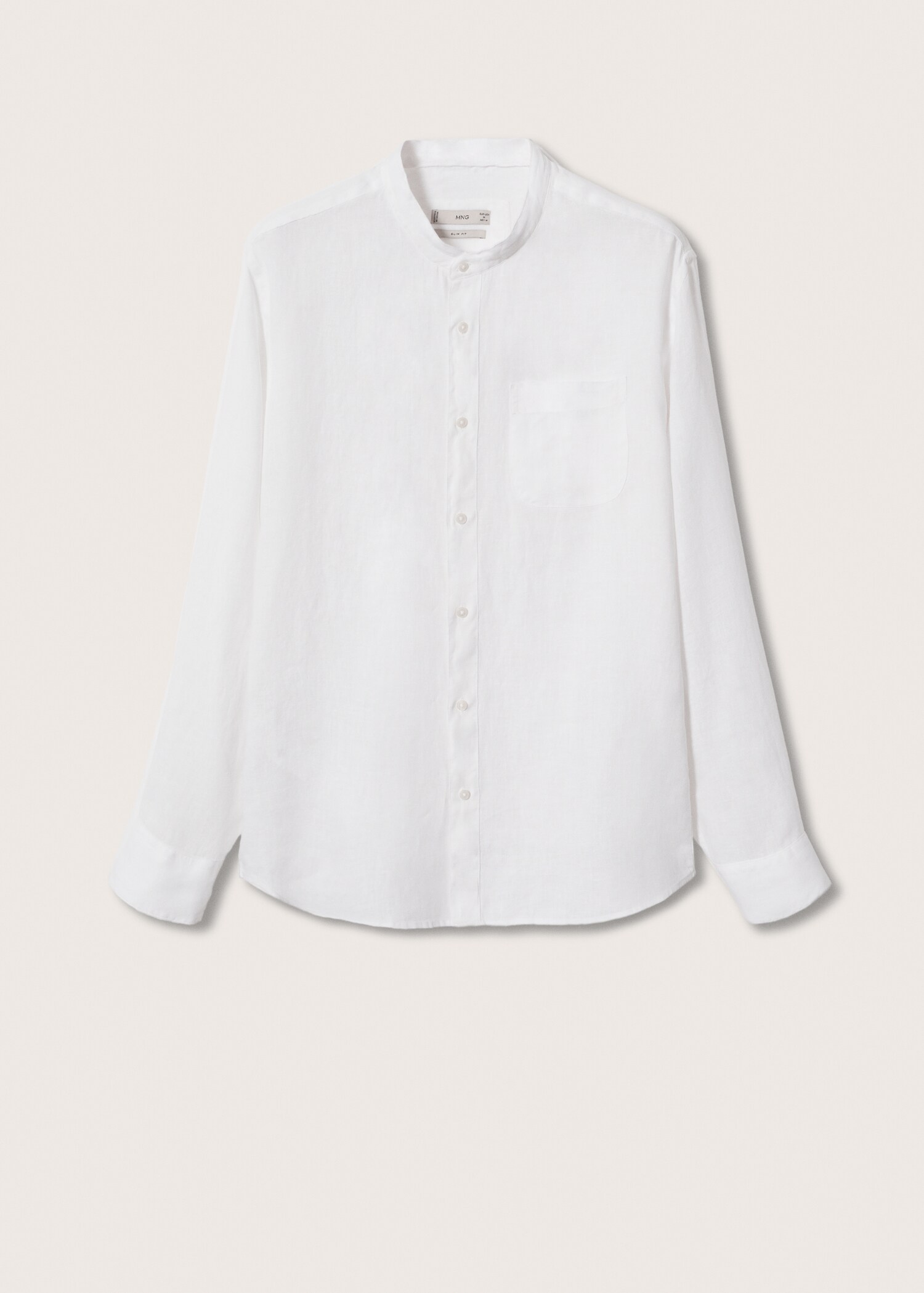 Slim-fit Mao collar linen shirt - Article without model