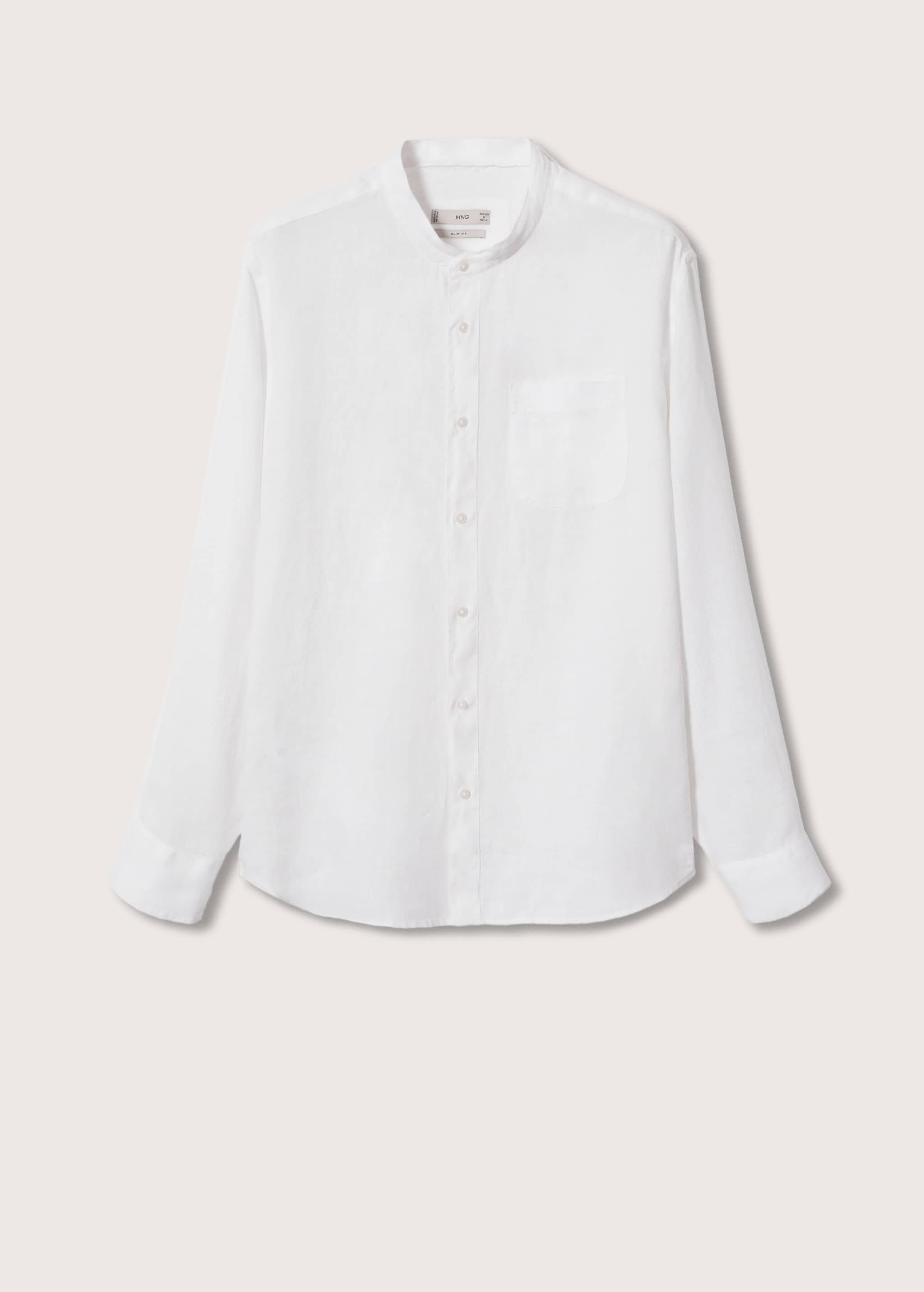 Slim-fit Mao collar linen shirt - Article without model