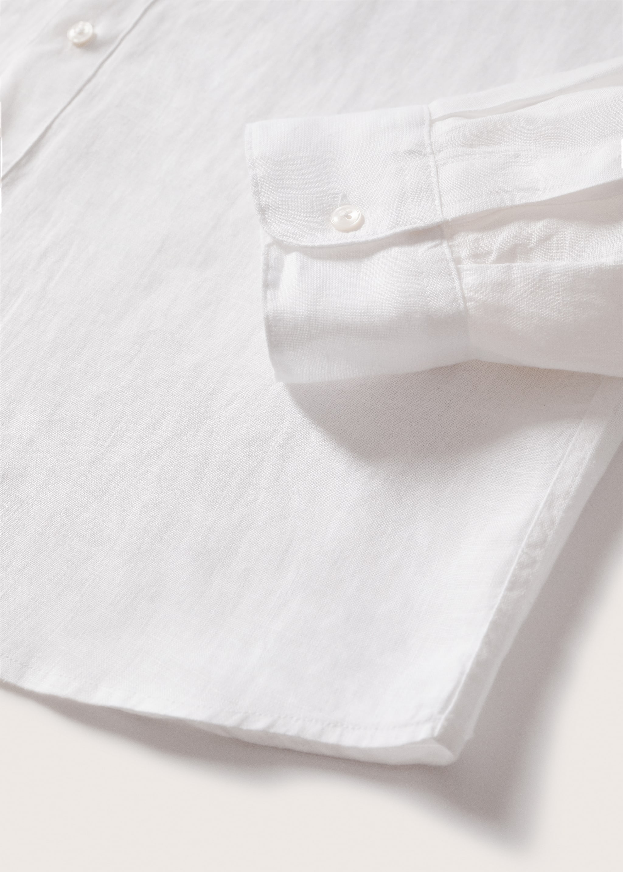 Slim-fit Mao collar linen shirt - Details of the article 7