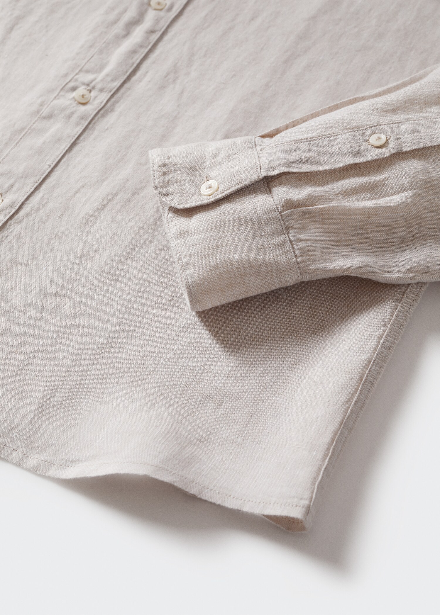 Slim-fit Mao collar linen shirt - Details of the article 7