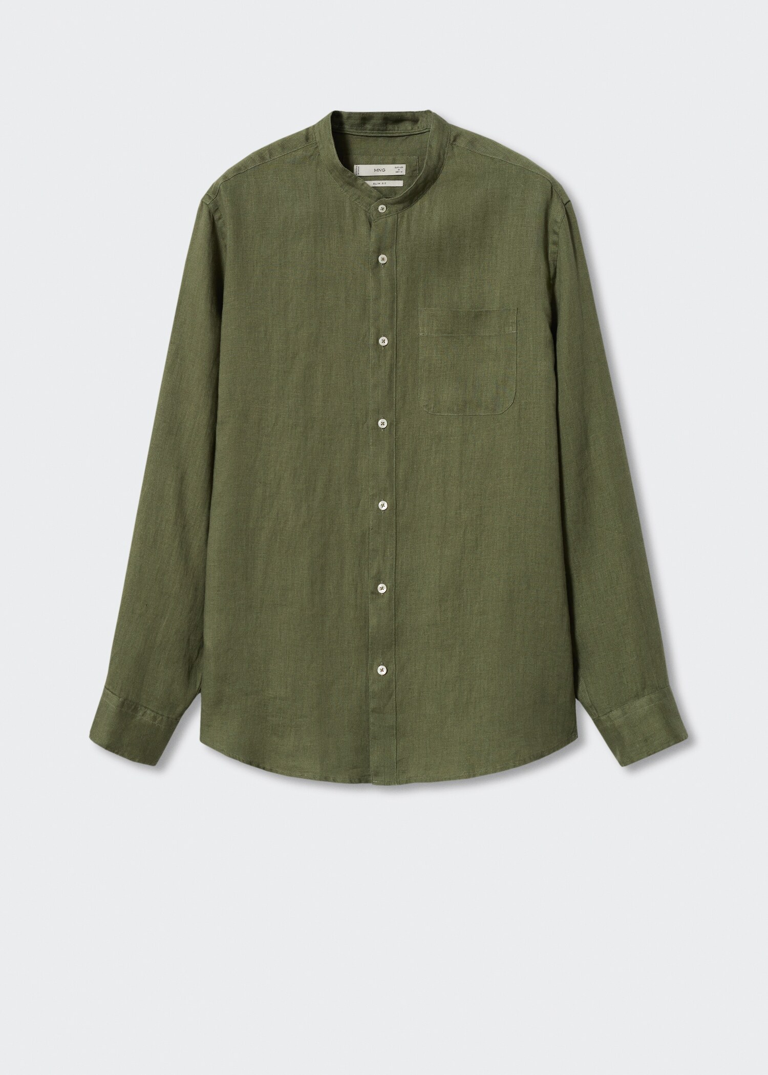 Slim-fit Mao collar linen shirt - Article without model