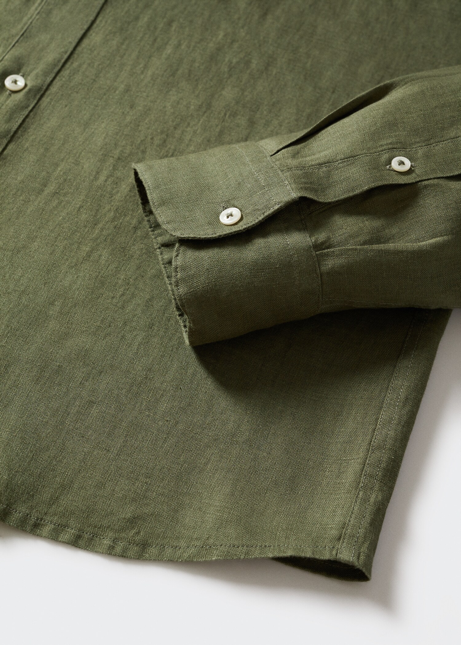 Slim-fit Mao collar linen shirt - Details of the article 7