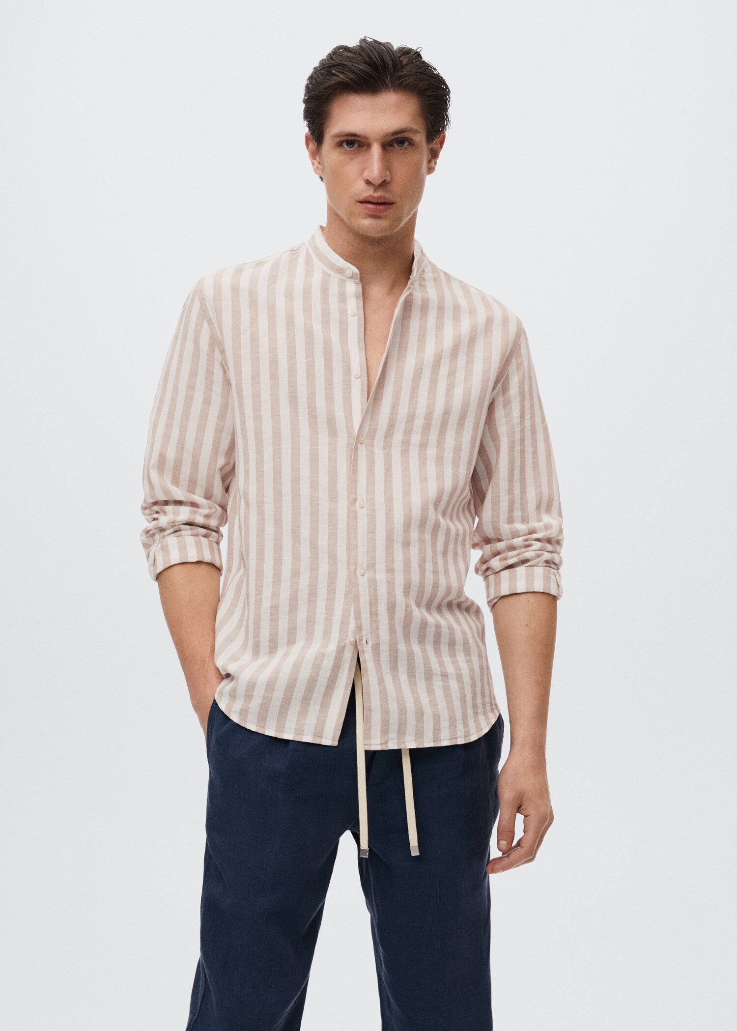 Chemise regular-fit lin rayures  - Plan moyen