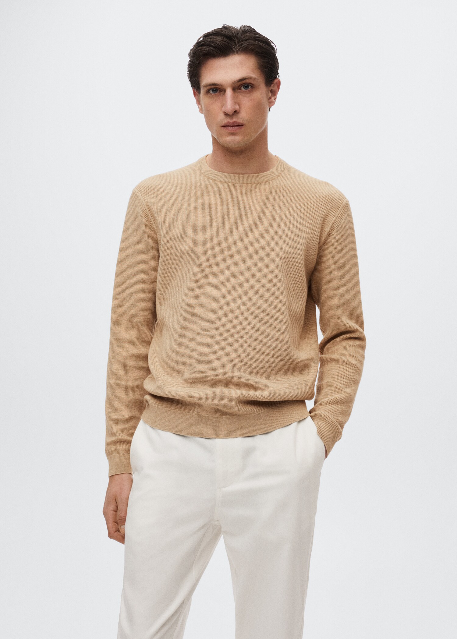 Structured cotton sweater - Medium plane