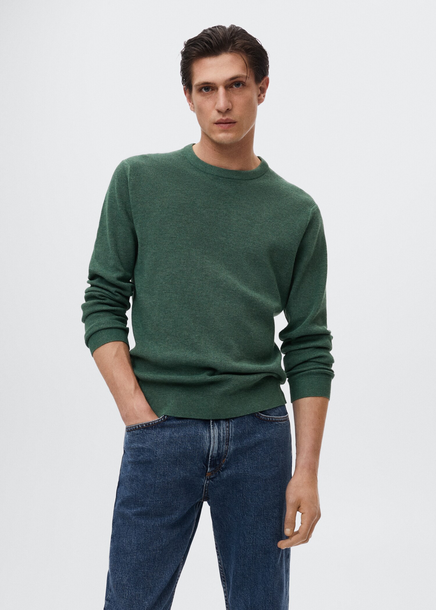 Structured cotton sweater - Medium plane