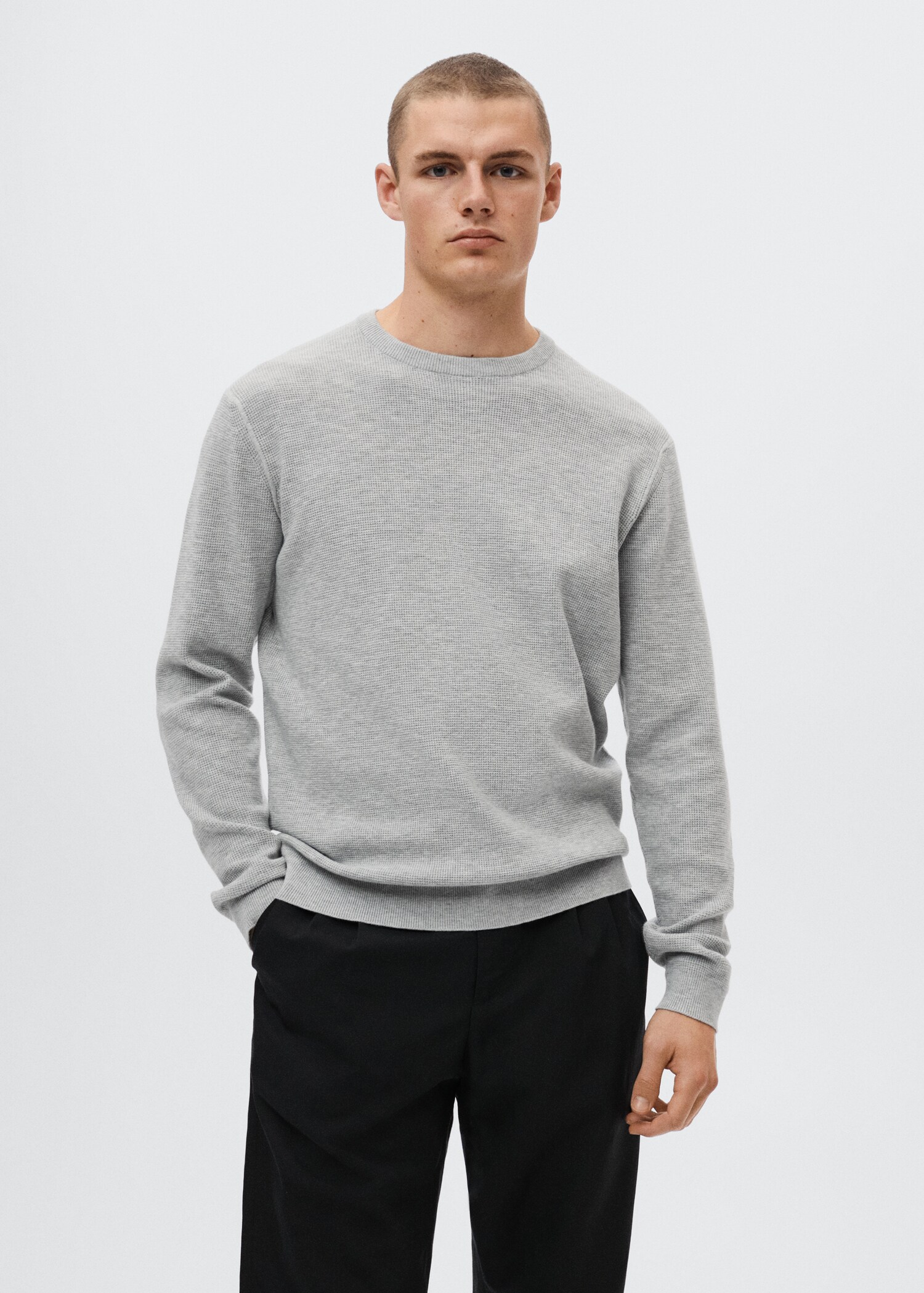 Structured cotton sweater - Medium plane