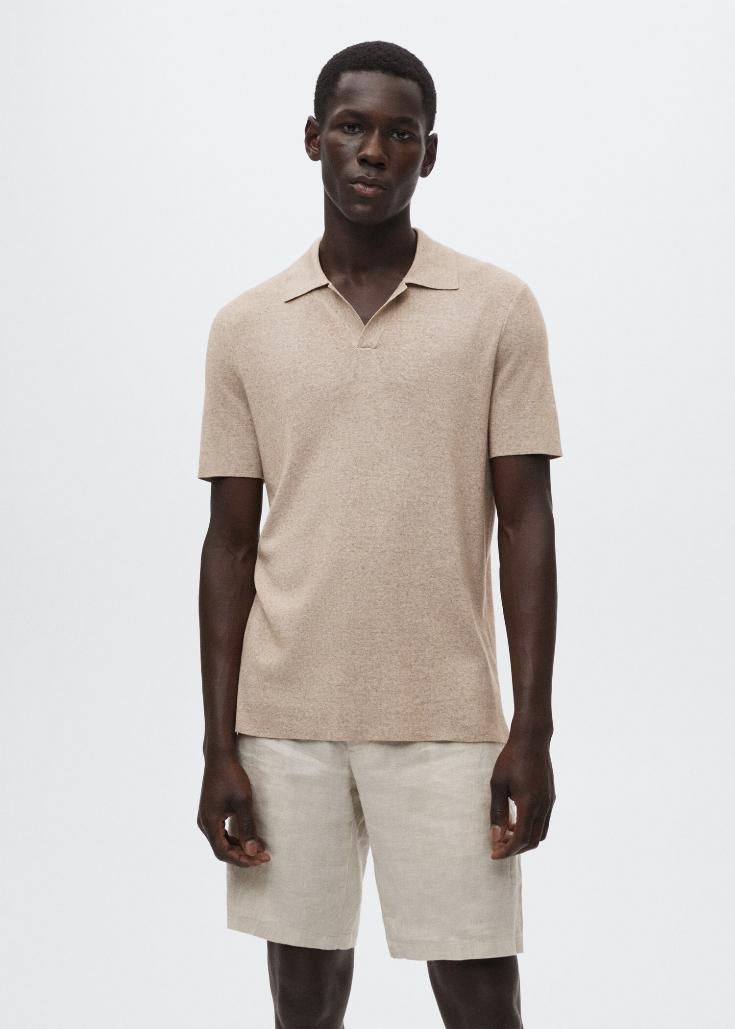 Fluid linen polo shirt - Medium plane
