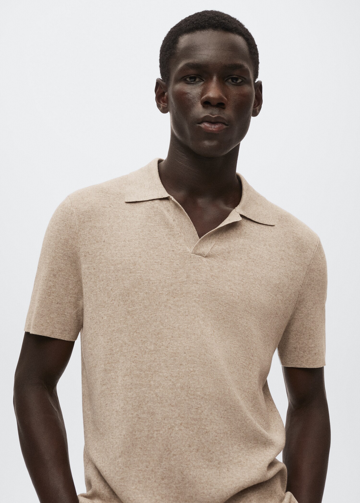 Fluid linen polo shirt - Details of the article 1