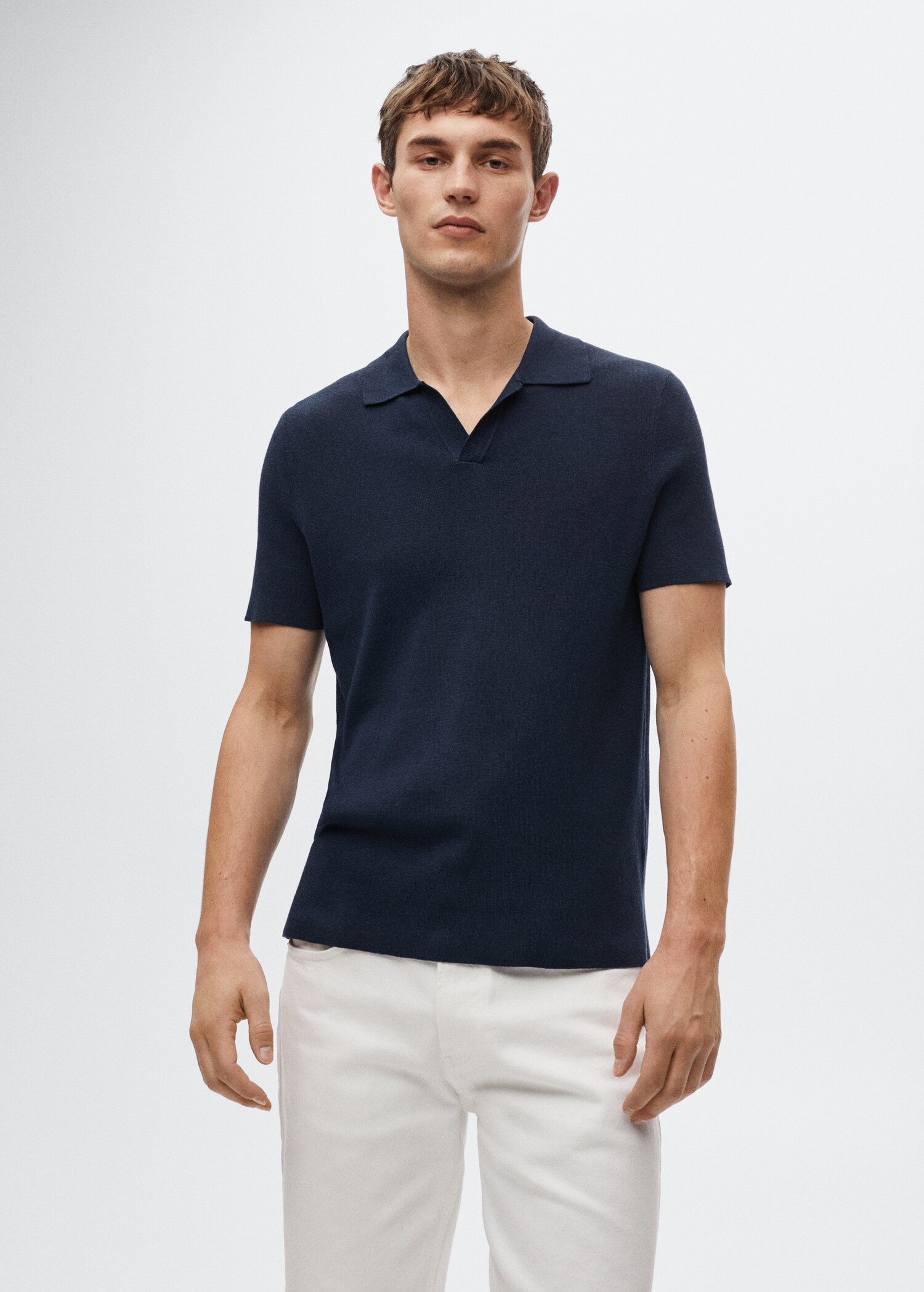 Fluid linen polo shirt - Medium plane
