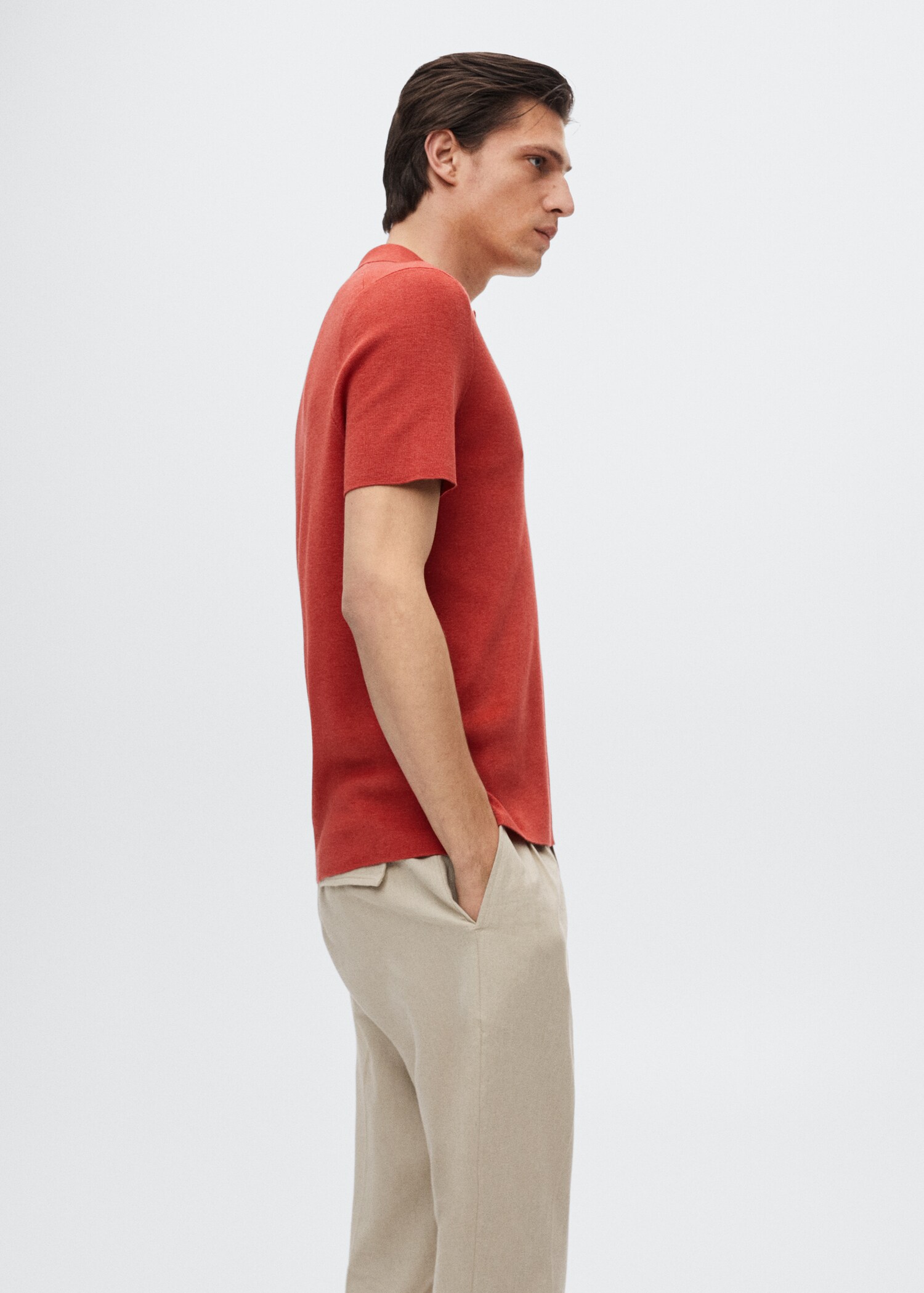 Fluid linen polo shirt - Details of the article 2