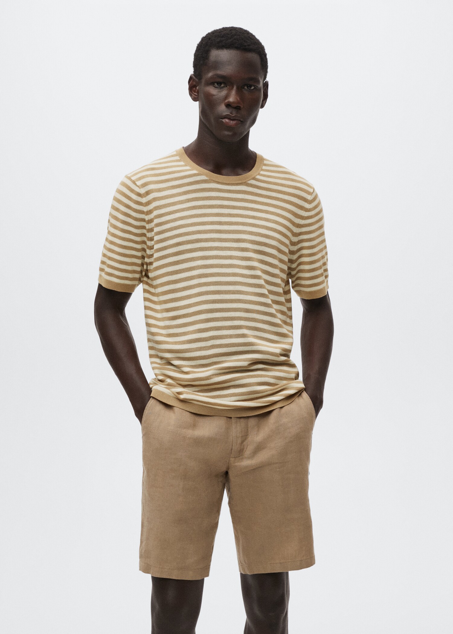 Striped linen T-shirt - Medium plane