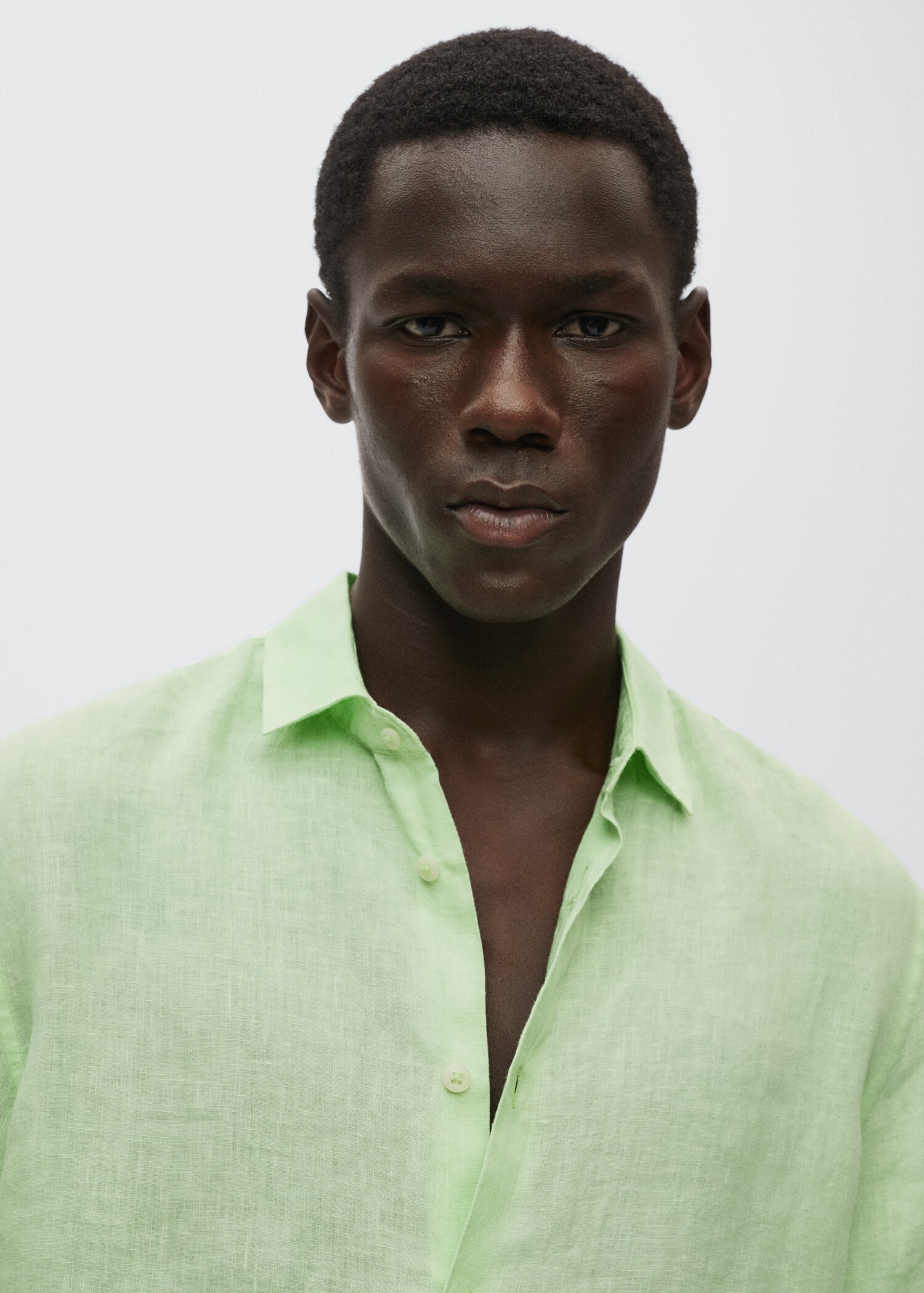 100% linen short sleeve shirt - Details of the article 1