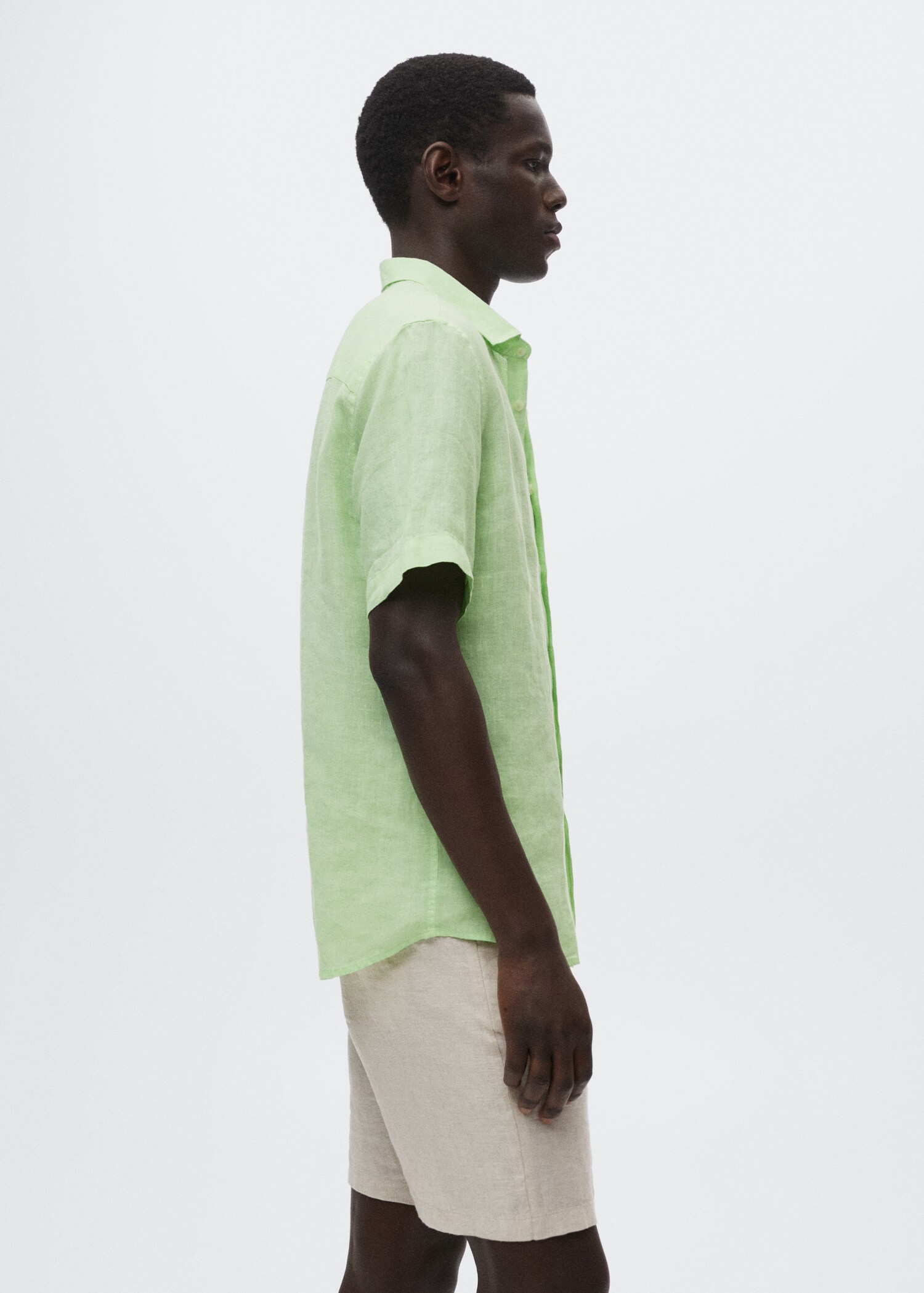 100% linen short sleeve shirt - Details of the article 2