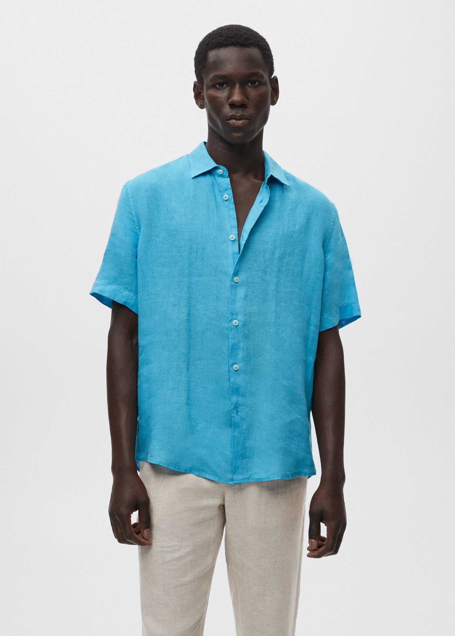 100% linen short sleeve shirt - Medium plane