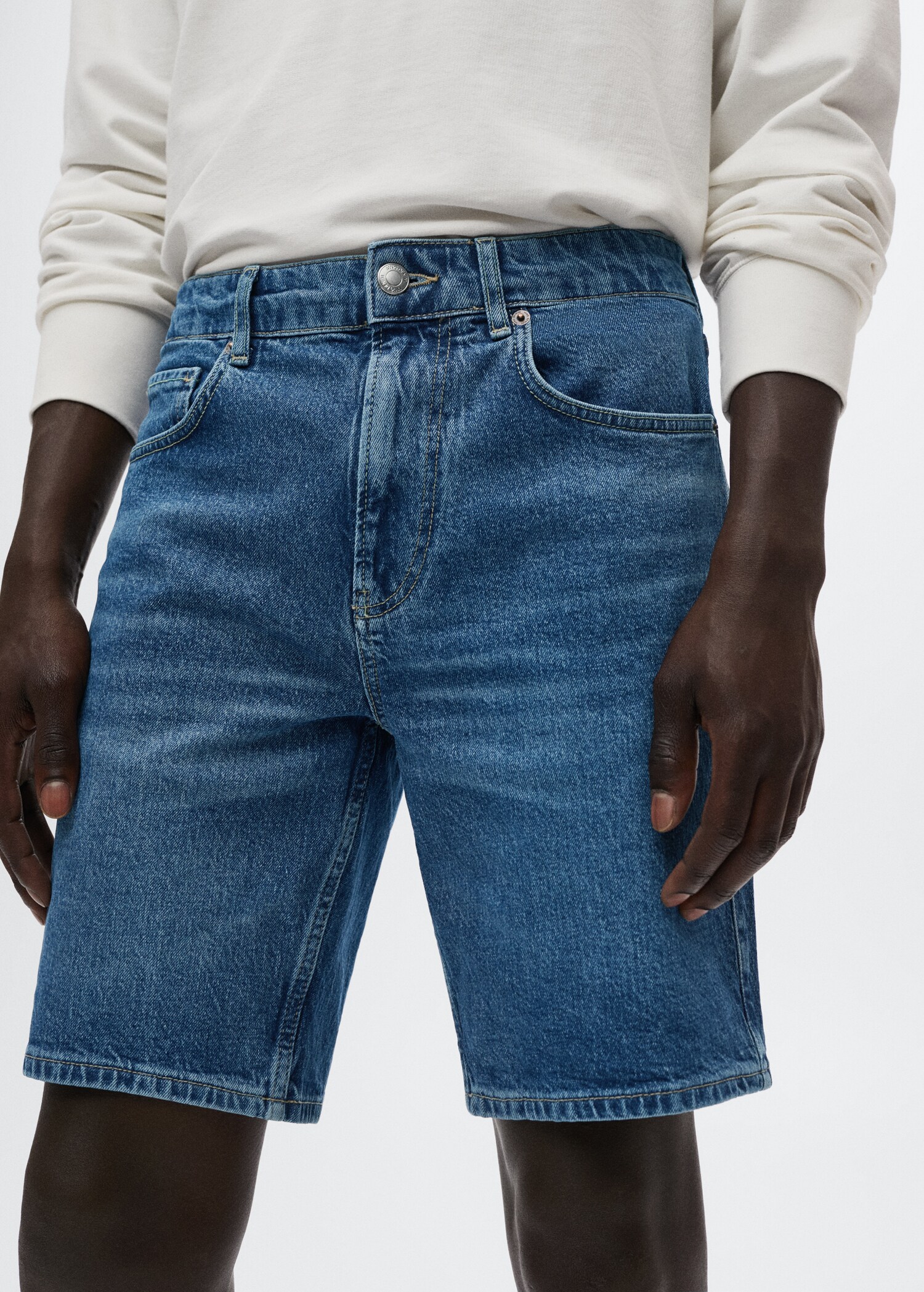 Regular-fit denim bermuda shorts - Details of the article 1