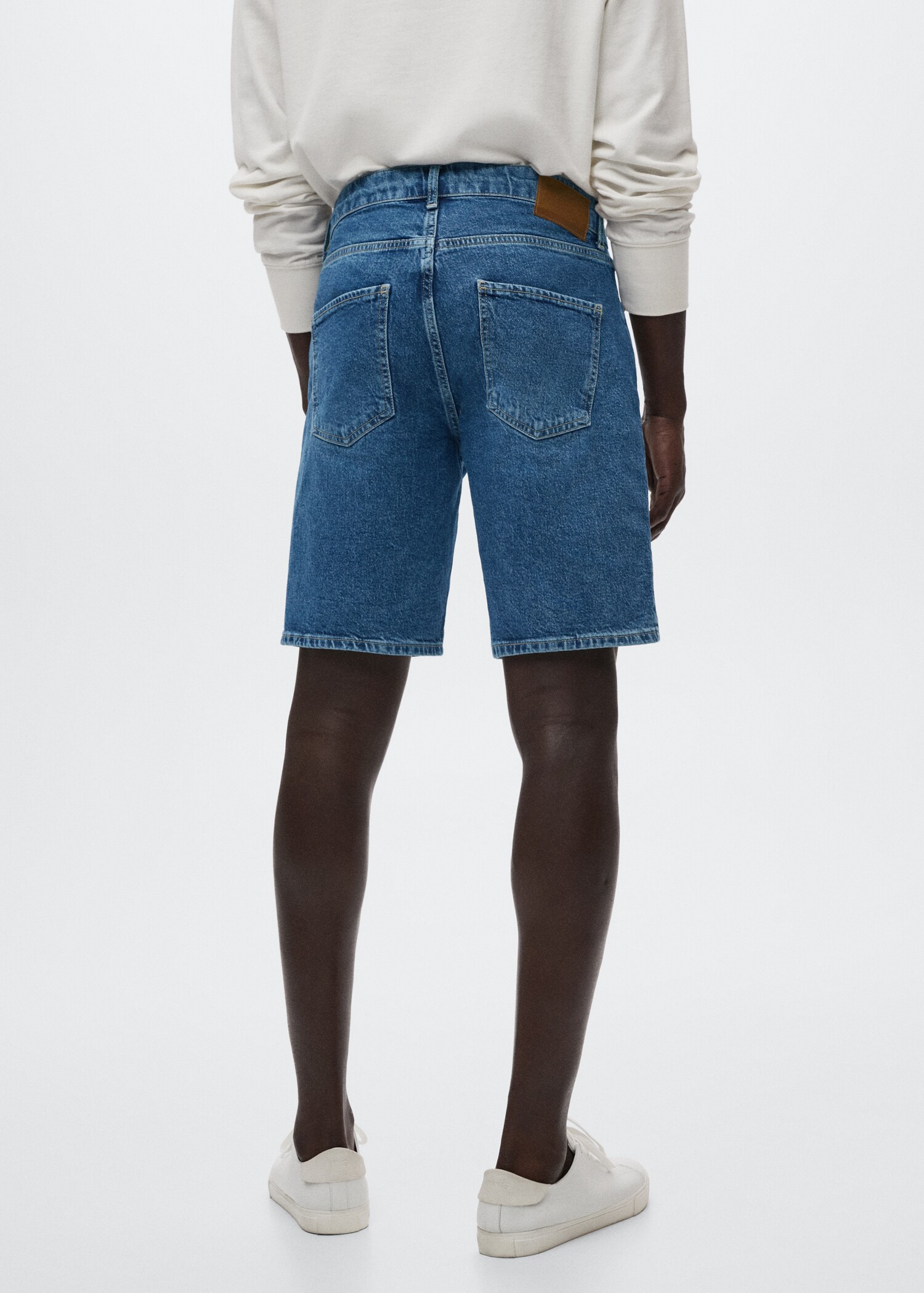 Regular-fit denim bermuda shorts - Reverse of the article