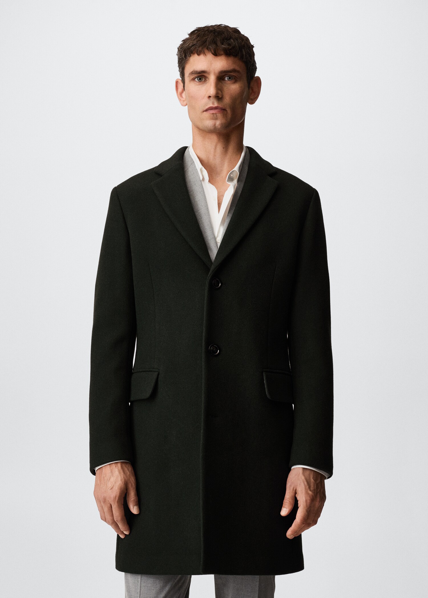 Manteau long laine recyclée - Plan moyen