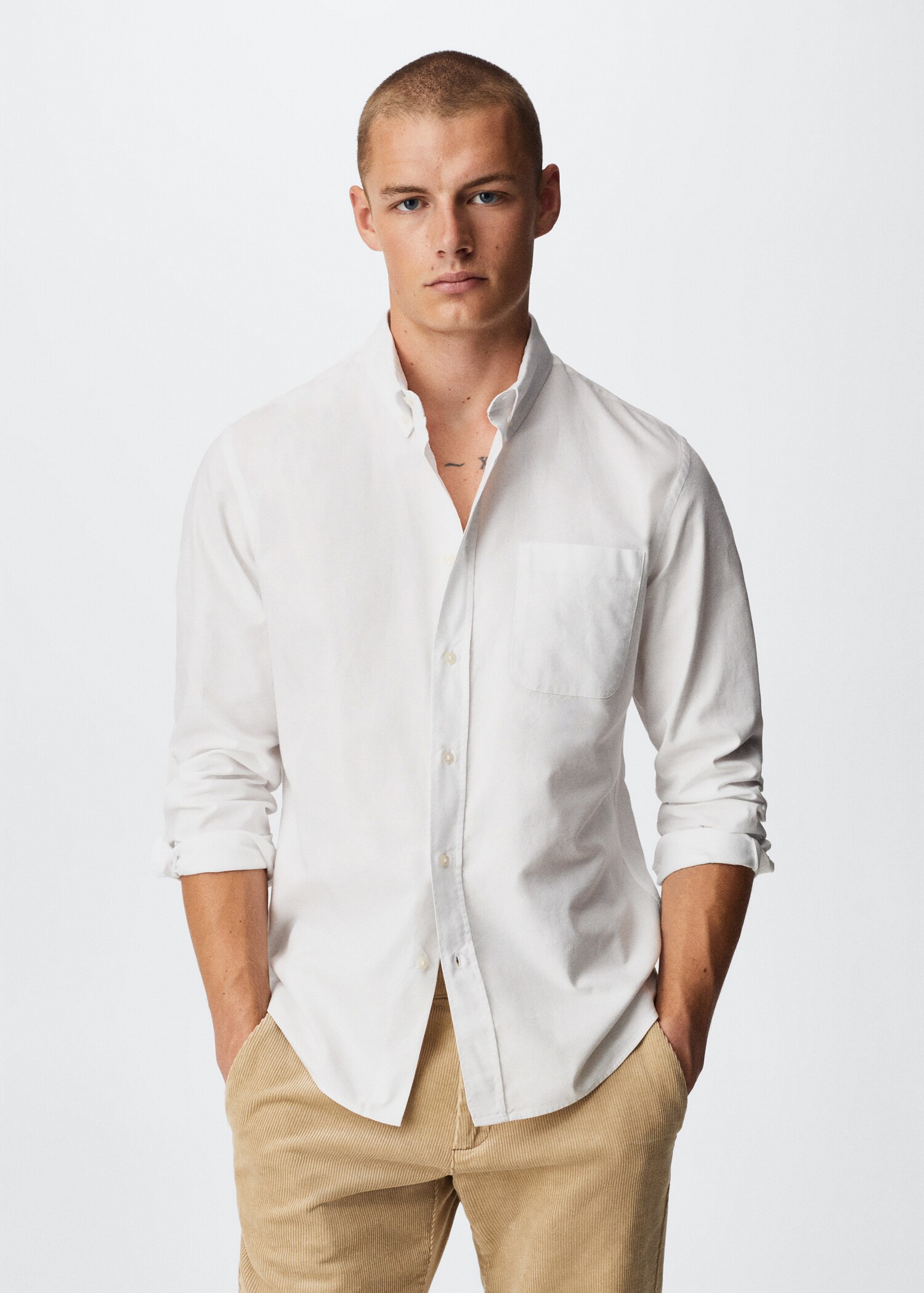 Regular fit Oxford cotton shirt - Medium plane