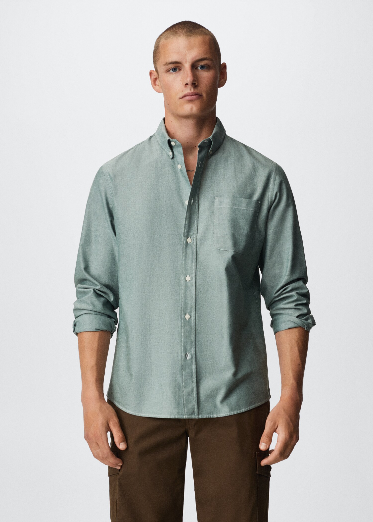 Regular fit Oxford cotton shirt - Medium plane
