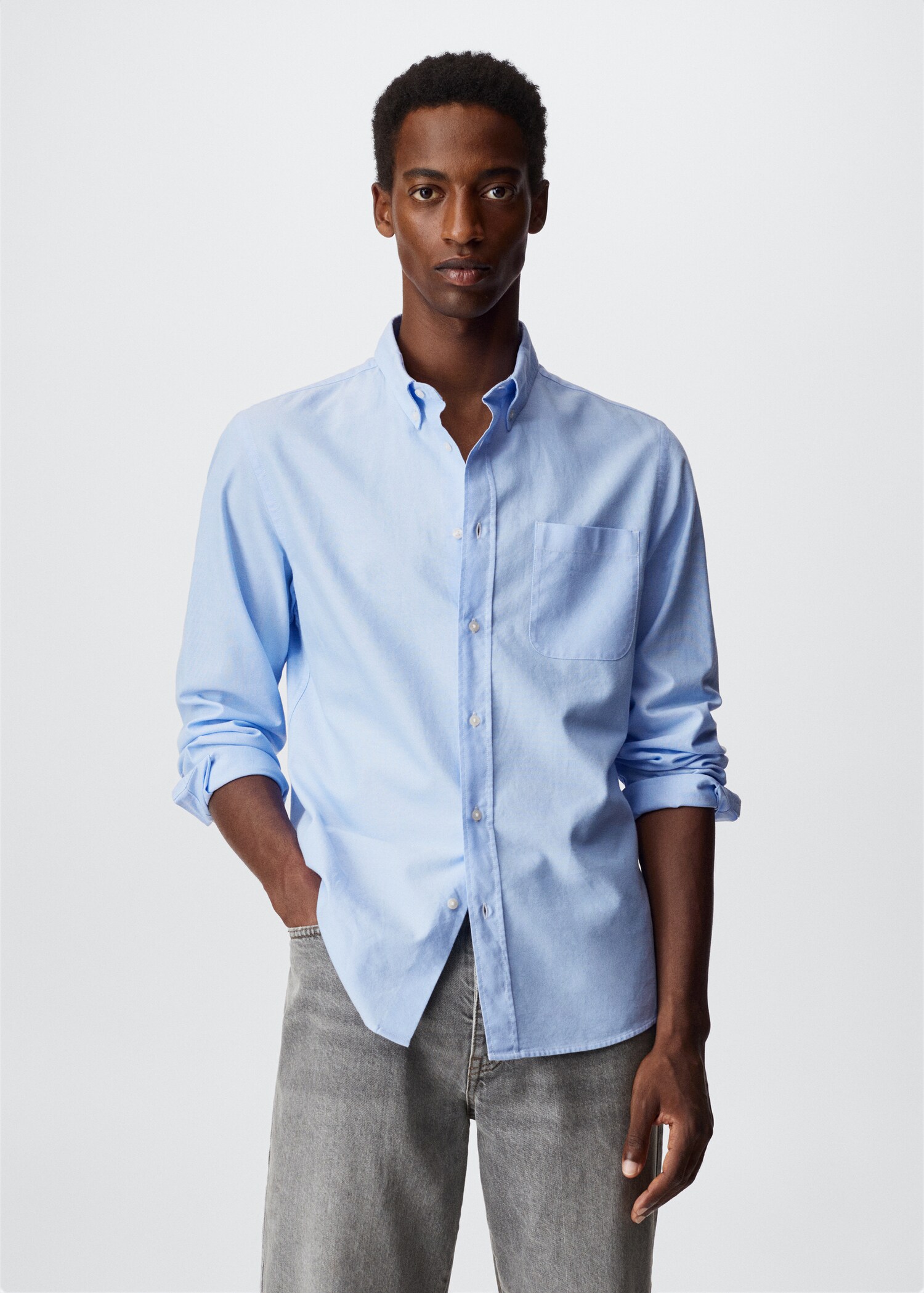 Regular fit Oxford cotton shirt - Medium plane