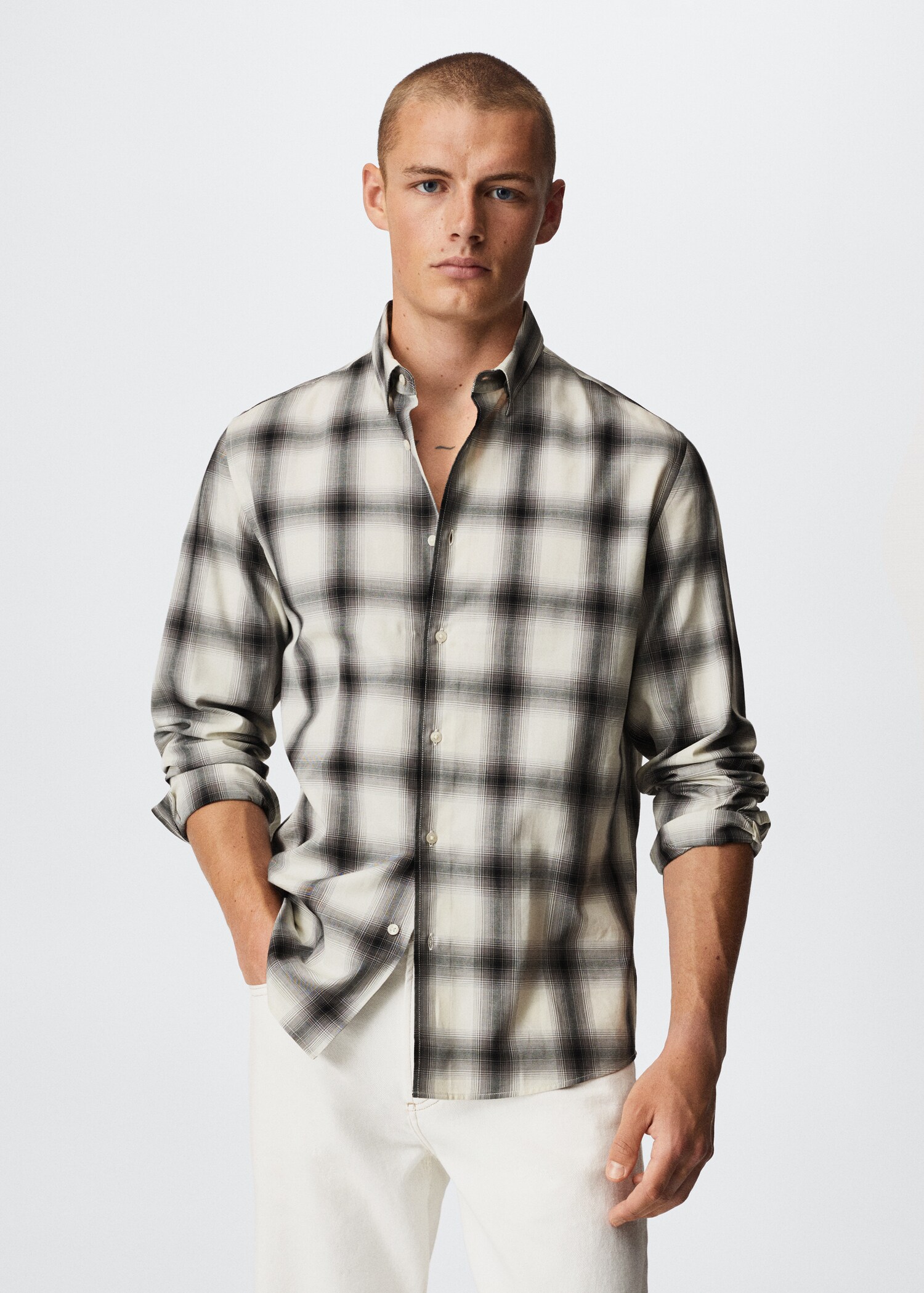 Camicia regular fit cotone quadri - Piano medio