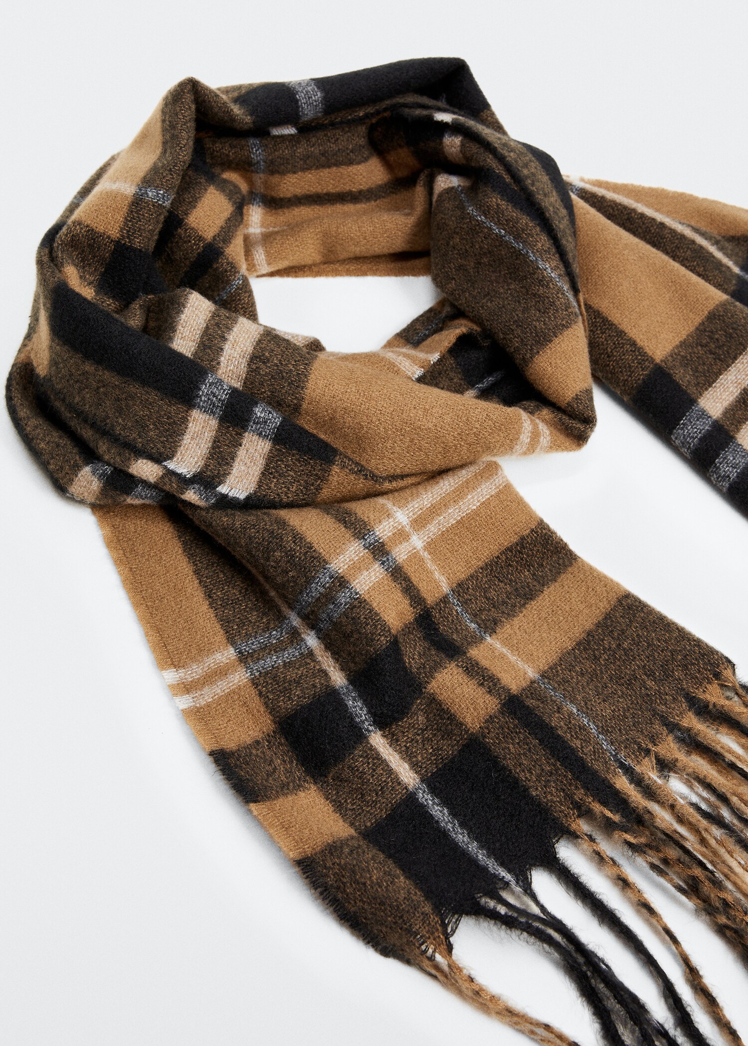 Fringed check scarf - Medium plane