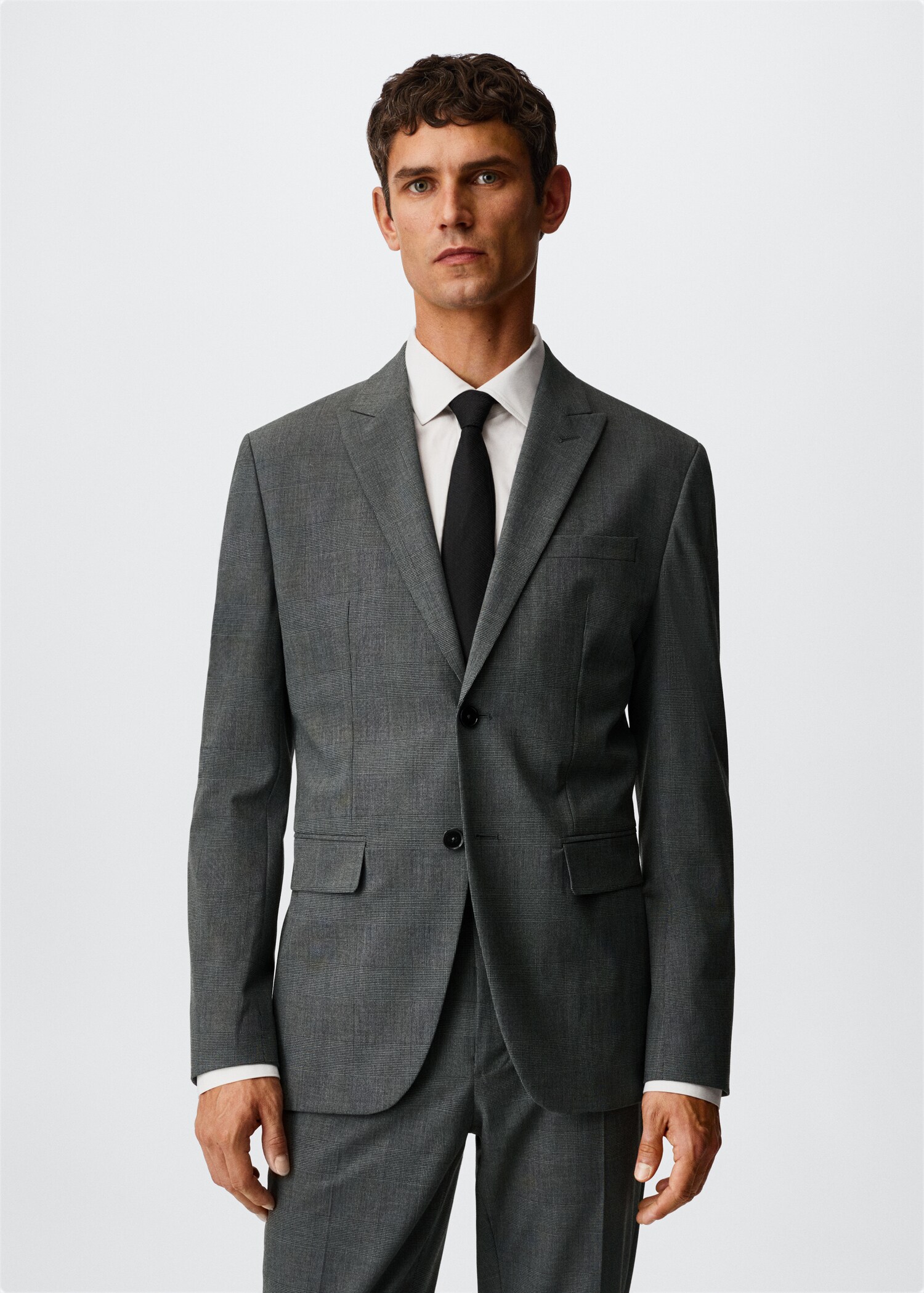 Oblekové sako slim fit s kostkou - Náhled ve středové rovině