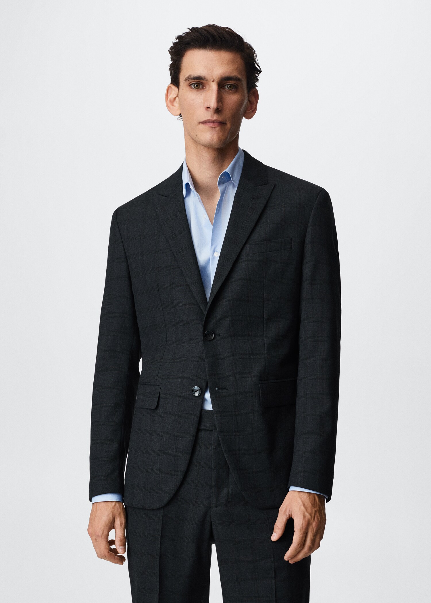 Americana vestir slim fit quadres - Pla mig