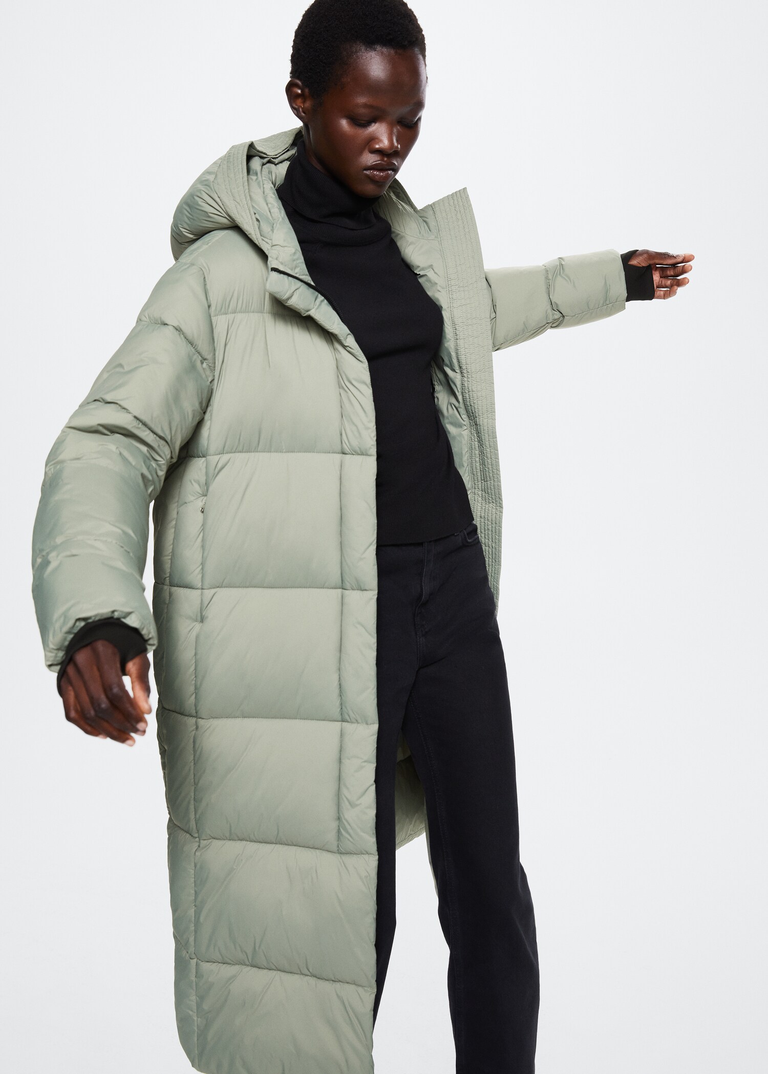 Quilted long coat - Details of the article 1