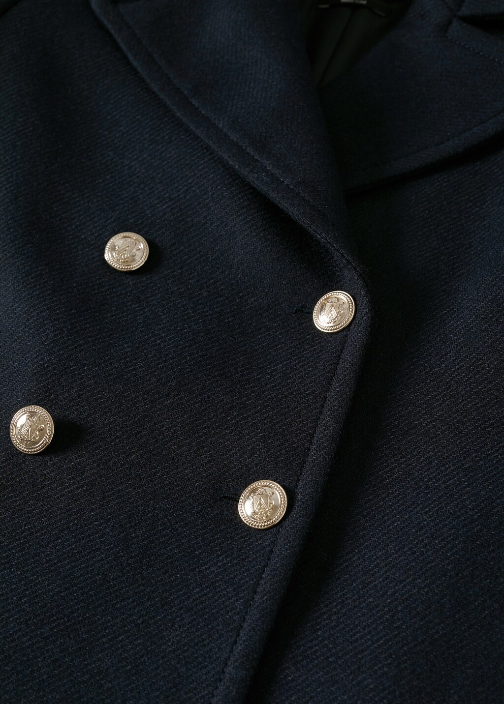 Black wool coat with gold buttons outlet