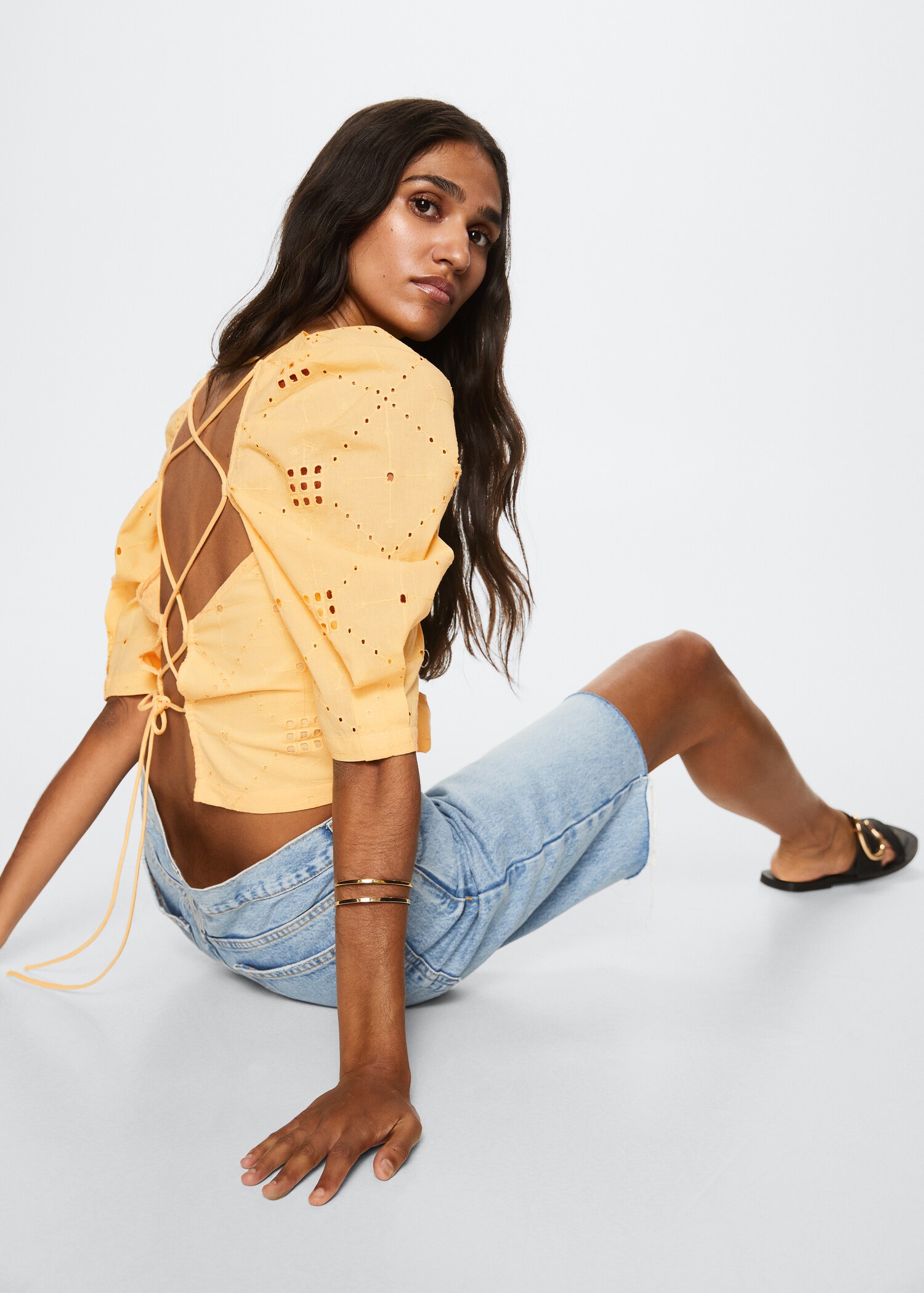 Blouse crop manches bouffantes - Détail de l'article 1