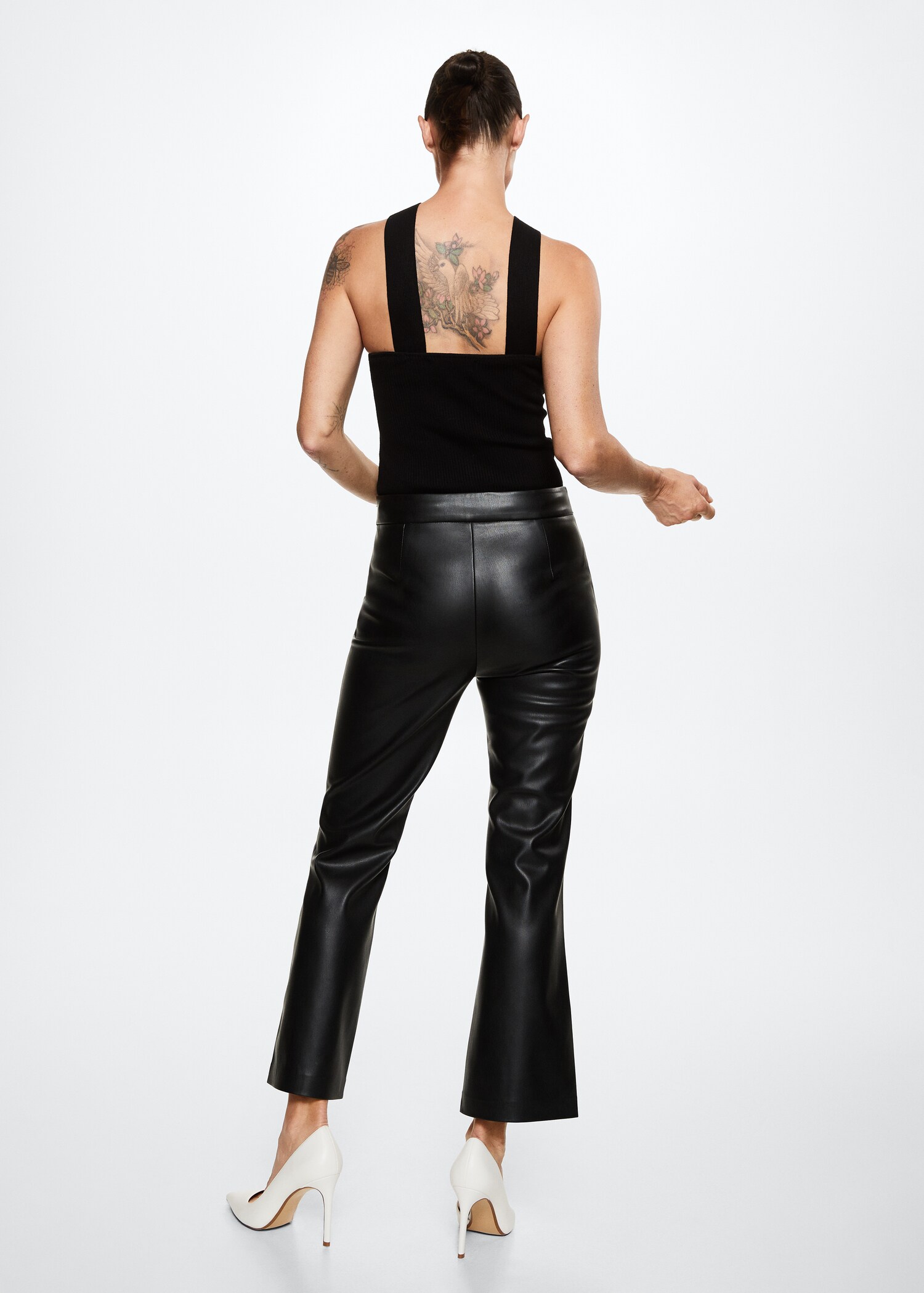 Leather-effect straight trousers - Reverse of the article