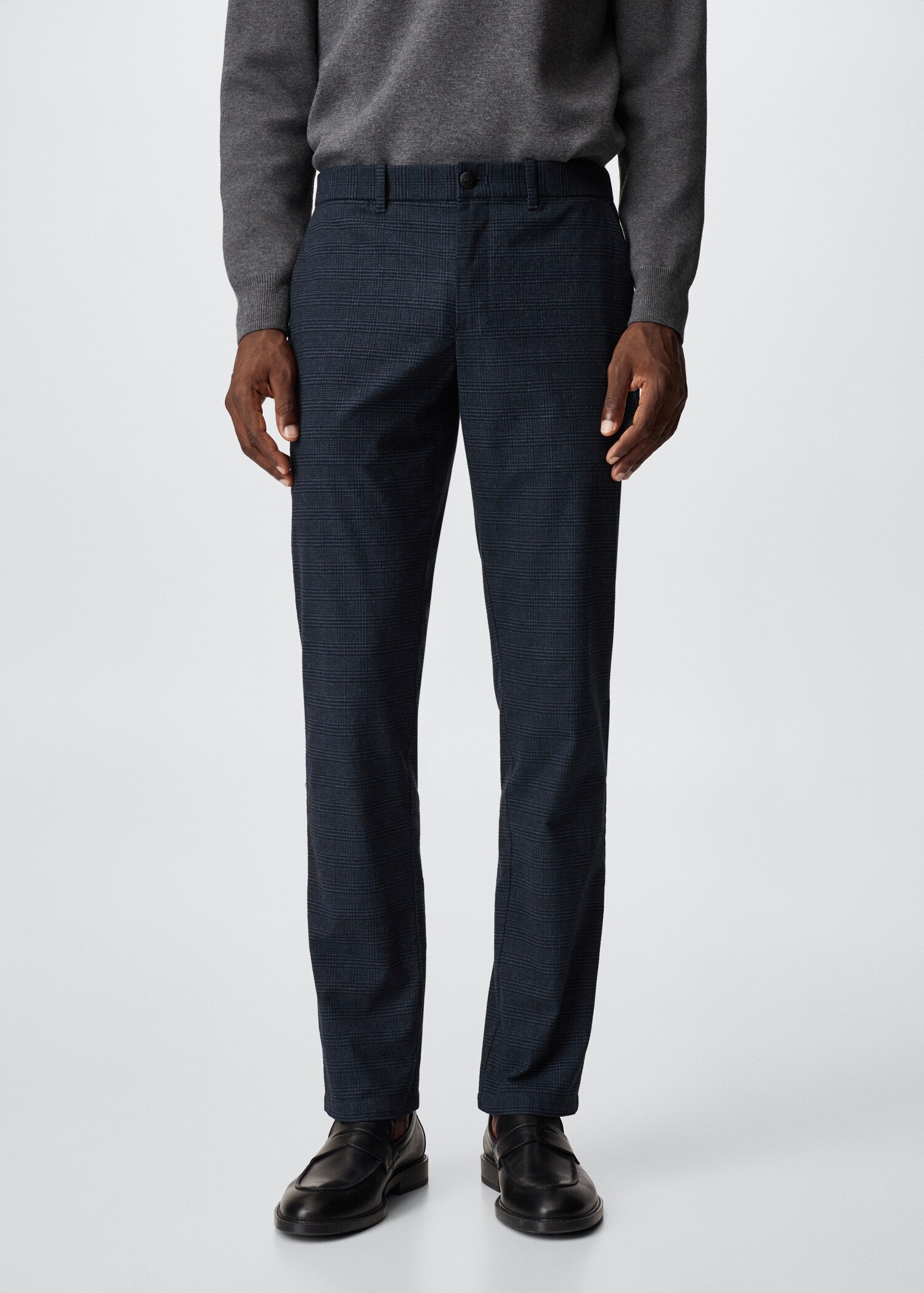 Pantalon slim fit à carreaux en coton - Plan moyen