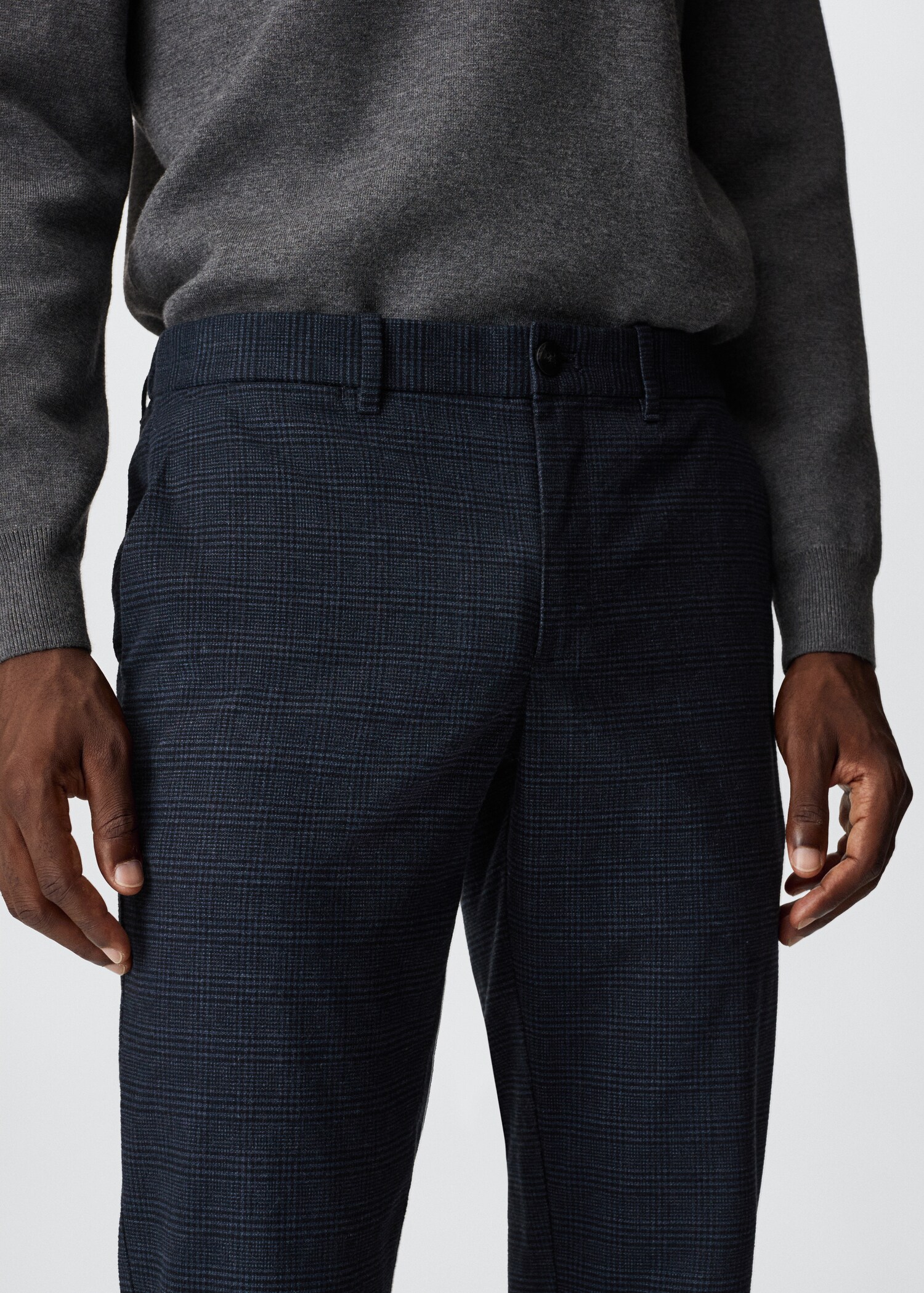 Pantalon slim fit à carreaux en coton - Détail de l'article 1