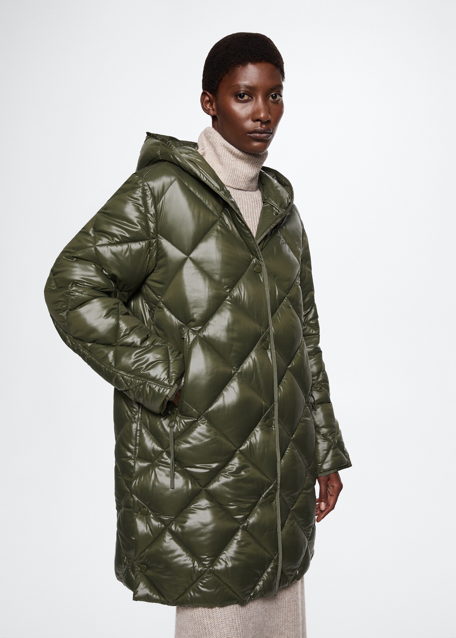 Hood quilted coat - Medium plane