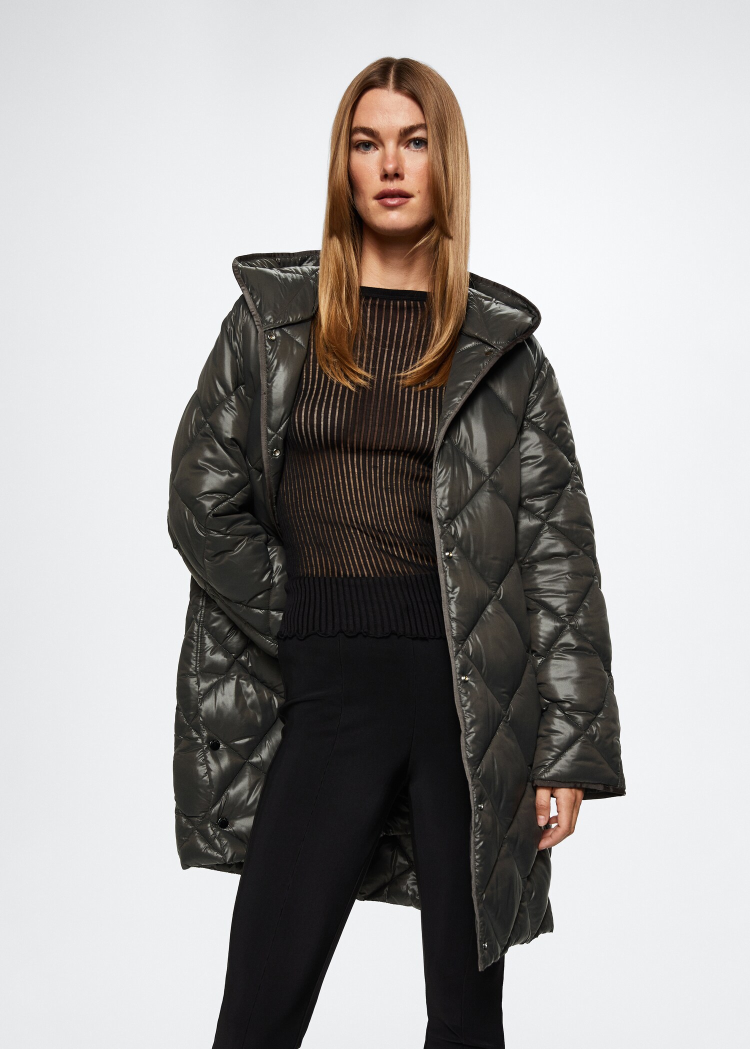 Hood quilted coat - Medium plane