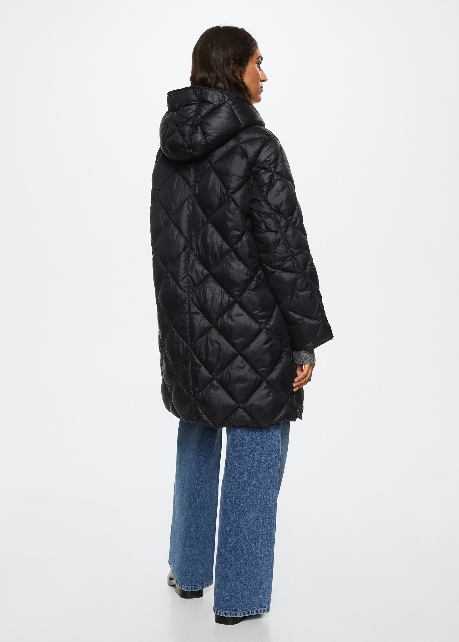 Hood quilted coat - Reverse of the article