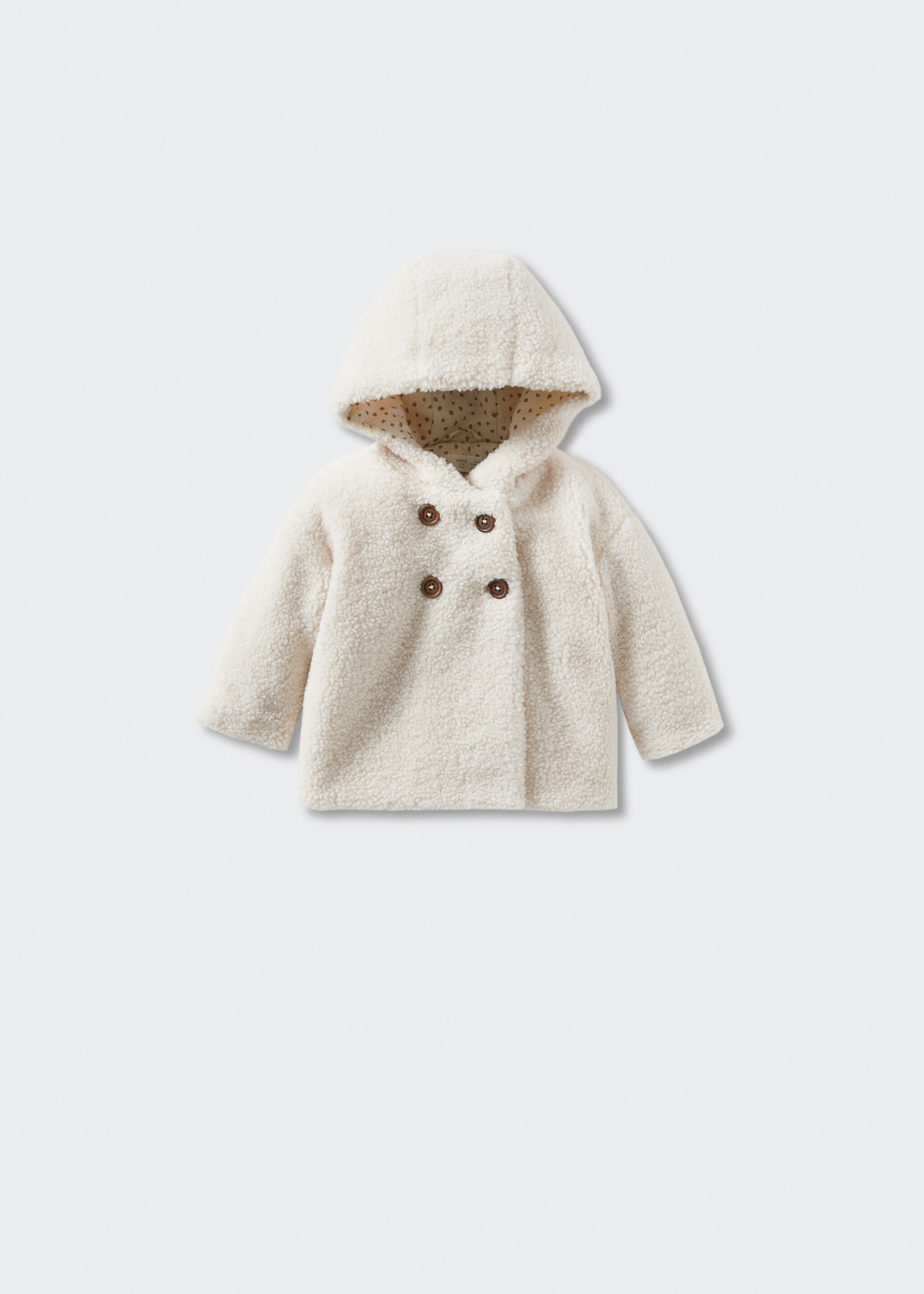 Shearling-effect hooded coat - Article without model