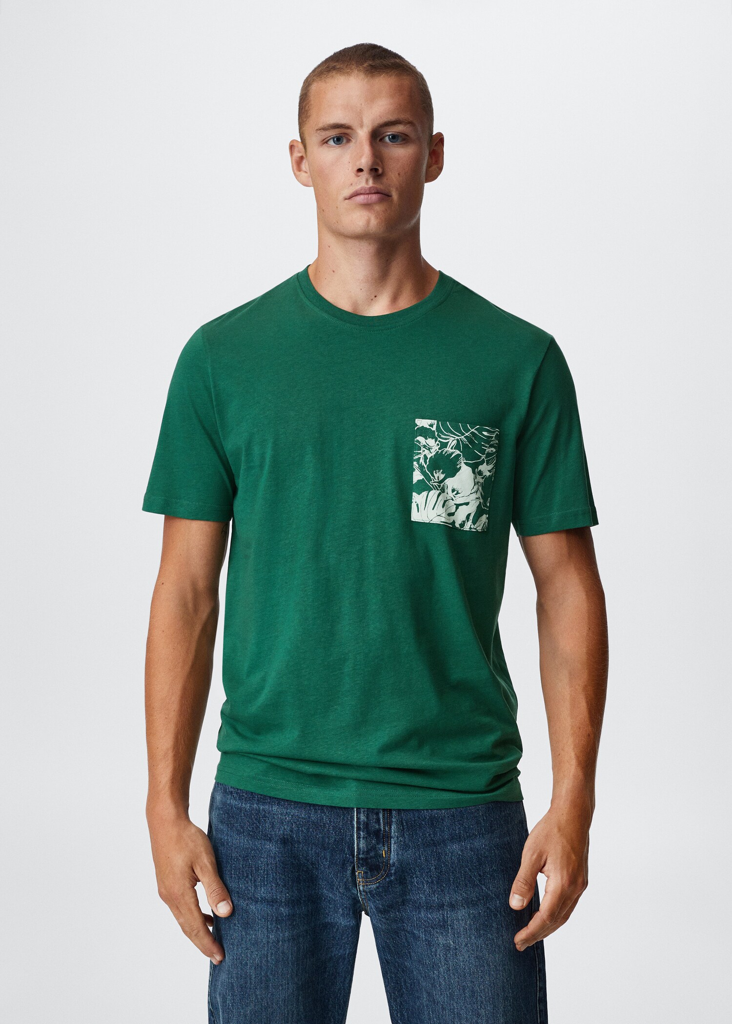 Printed pocket T-shirt - Medium plane