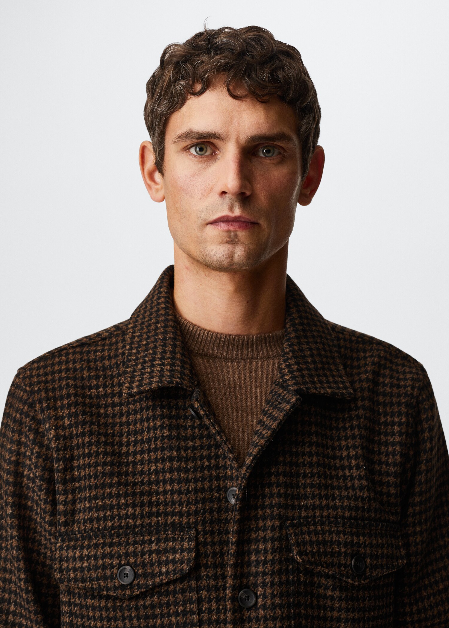 Houndstooth wool overshirt - Details of the article 1