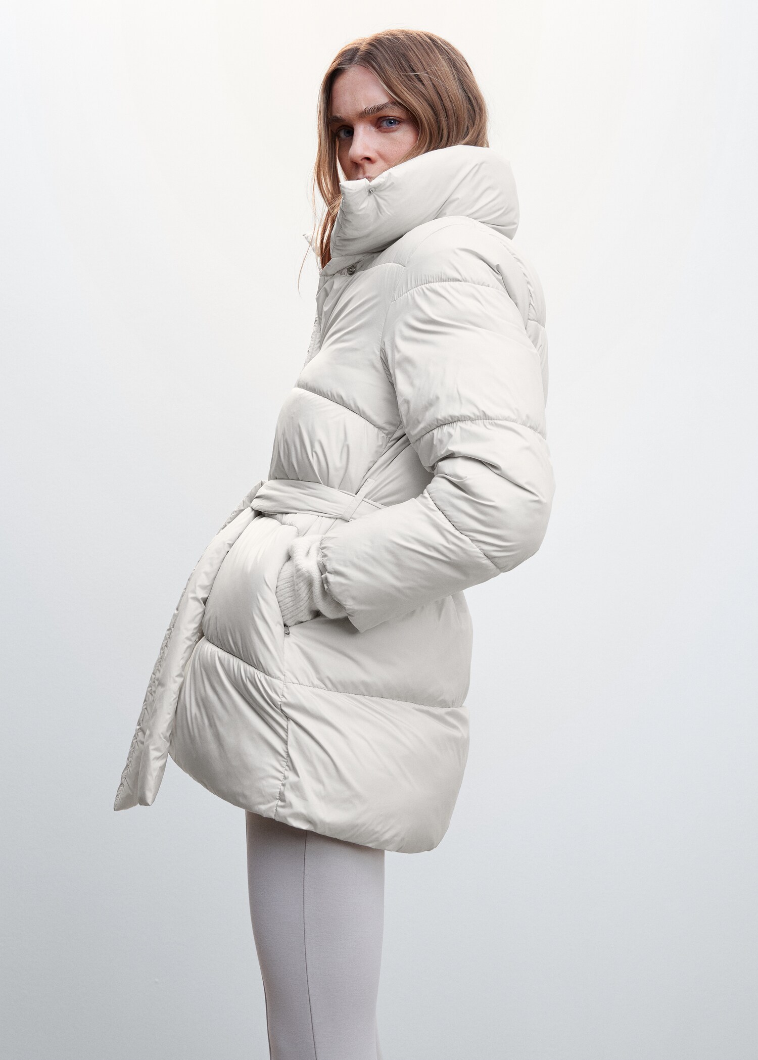 Belt quilted coat - Details of the article 2