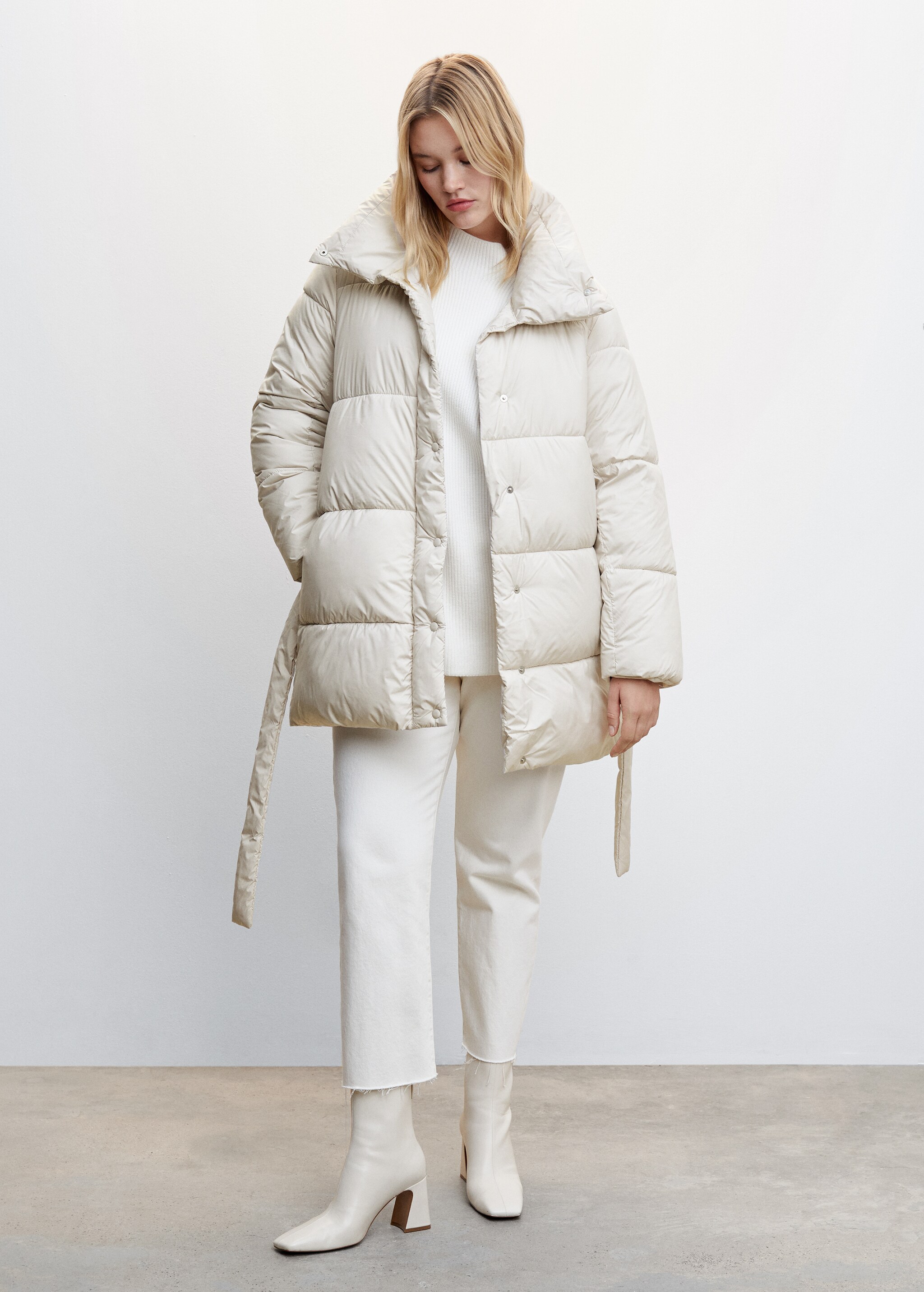 Belt quilted coat - Details of the article 3