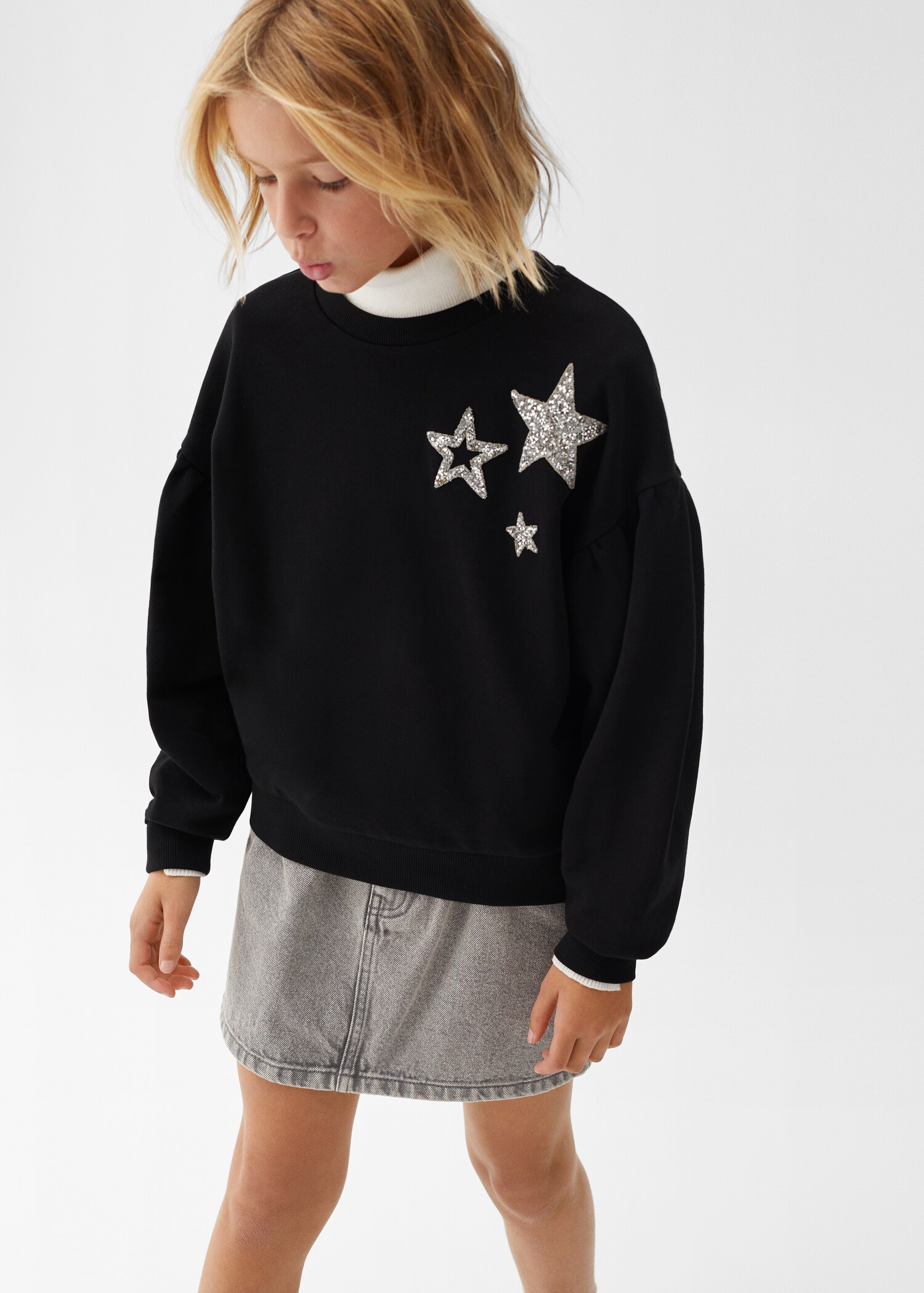 Sweat-shirt étoiles paillettes - Plan moyen