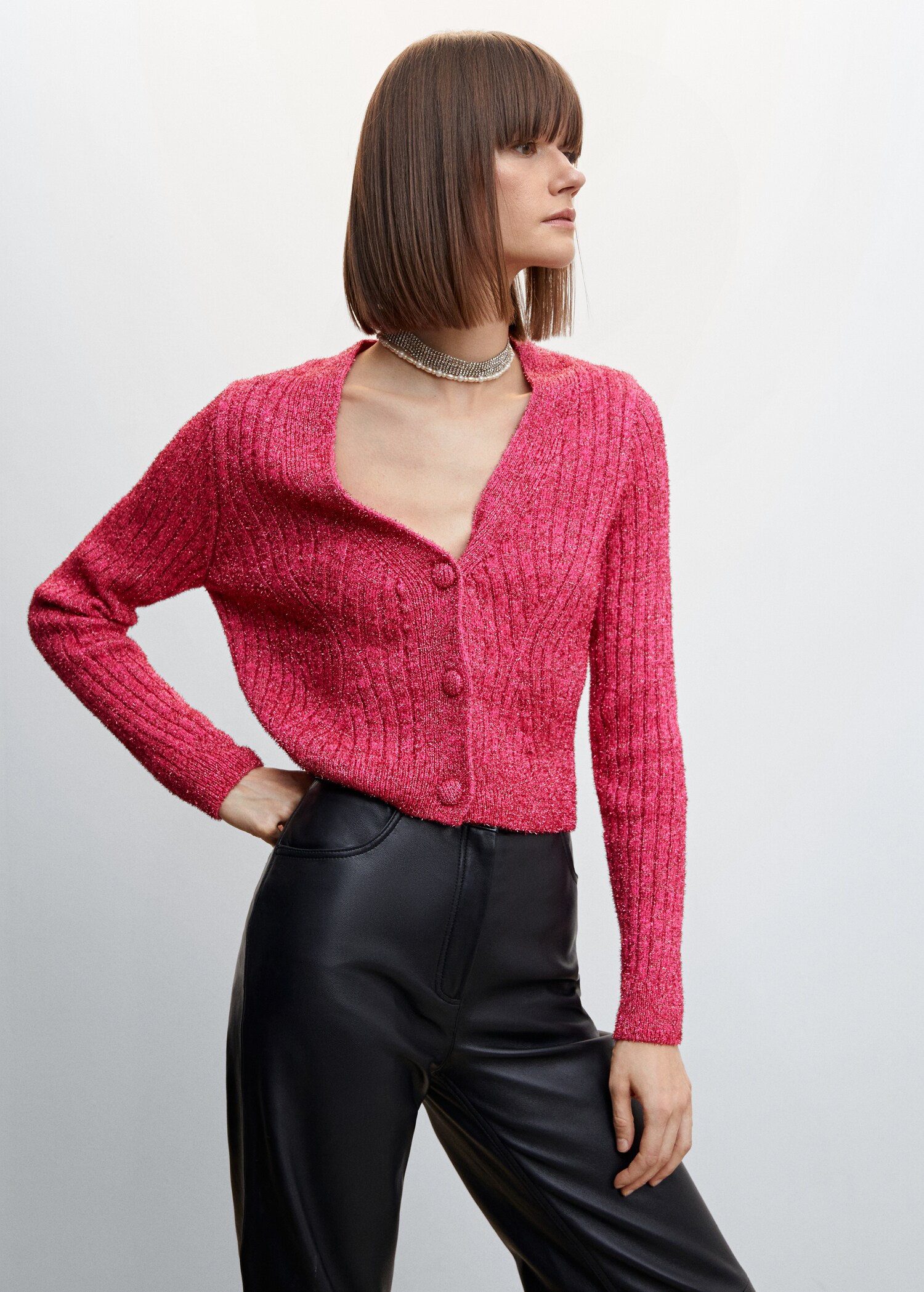 Lurex-Cardigan mit Knöpfen - Mittlere Ansicht